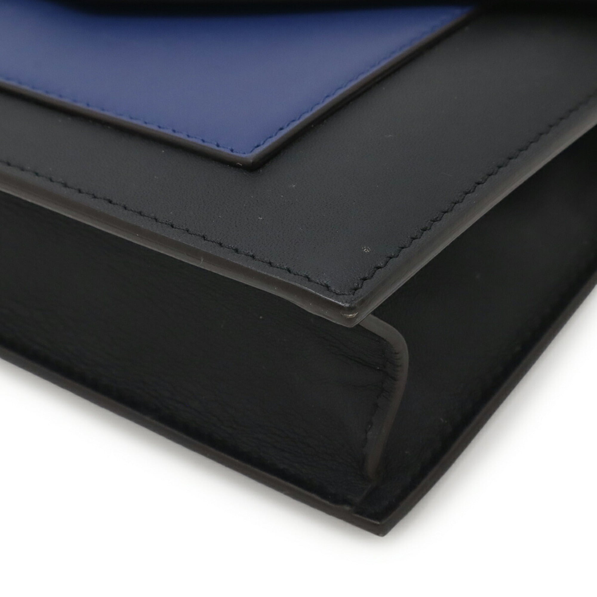 Celine Black Blue Green Leather Clutch Bag Shoulder Bag (Pre-Owned)