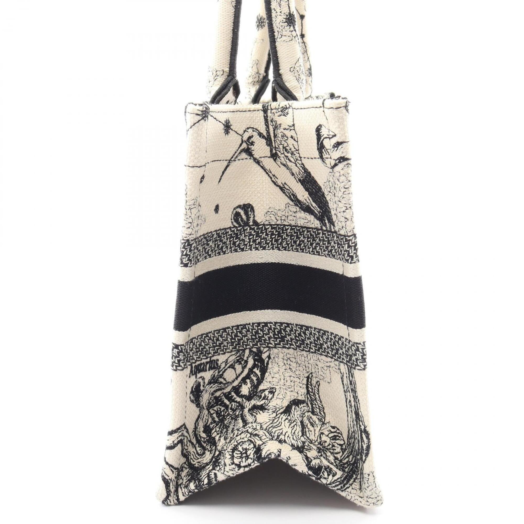 Christian Dior Black Ivory Canvas Handbag Tote Bag (Pre-Owned)