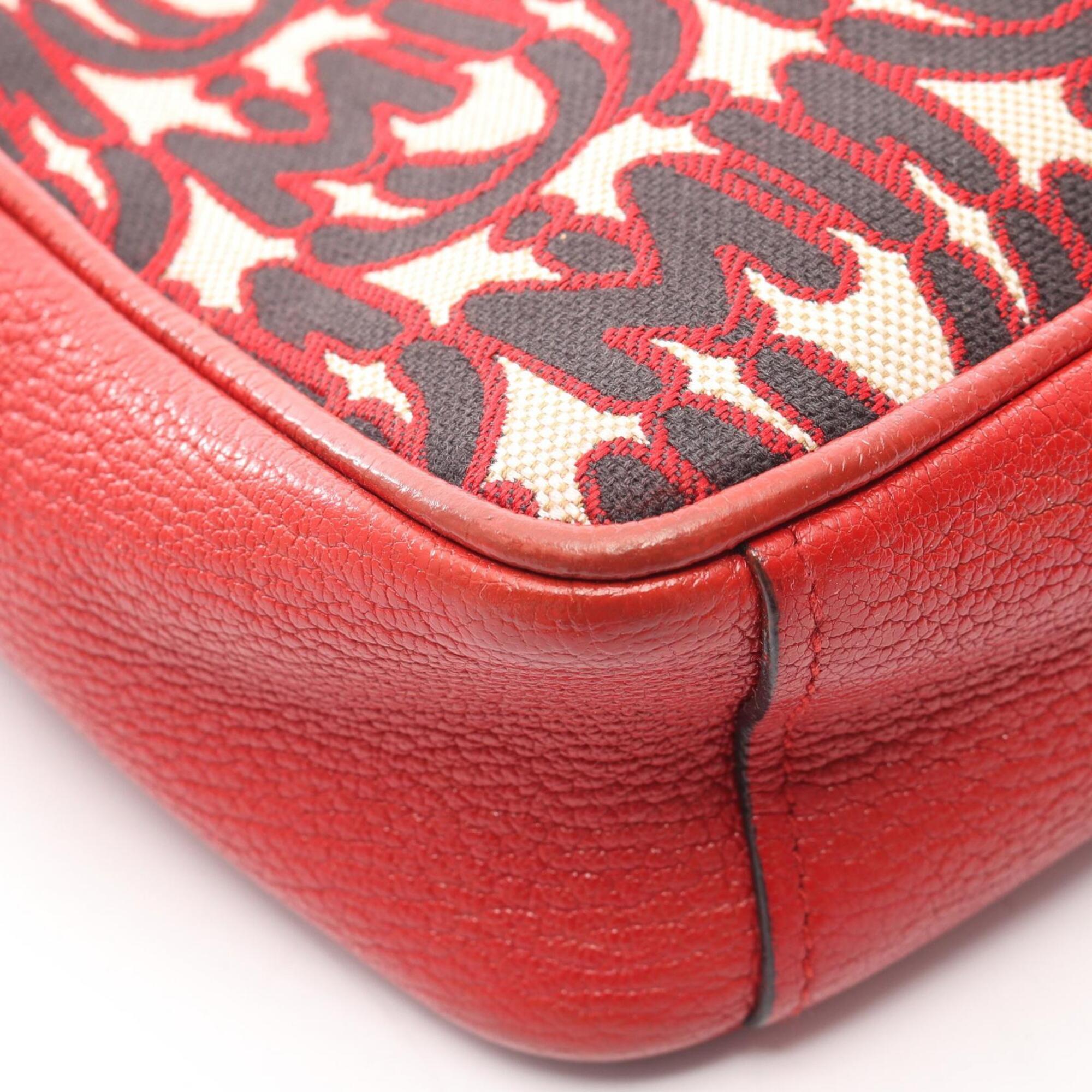 Miu Miu Black Ivory Red Color Leather Handbag Shoulder Bag (Pre-Owned)