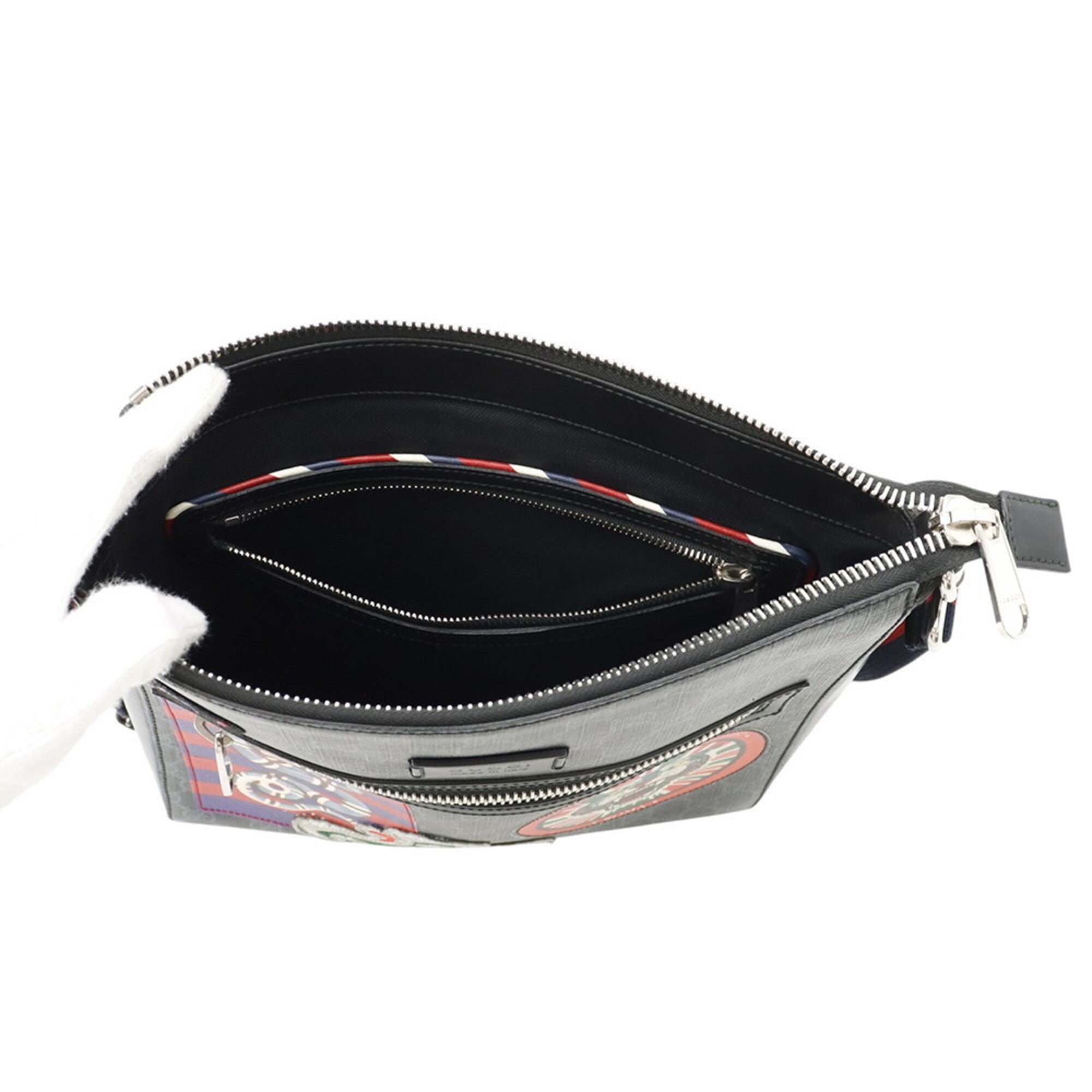Gucci Black Blue Red Color Pvc Leather Messenger Bag Shoulder Bag (Pre-Owned)