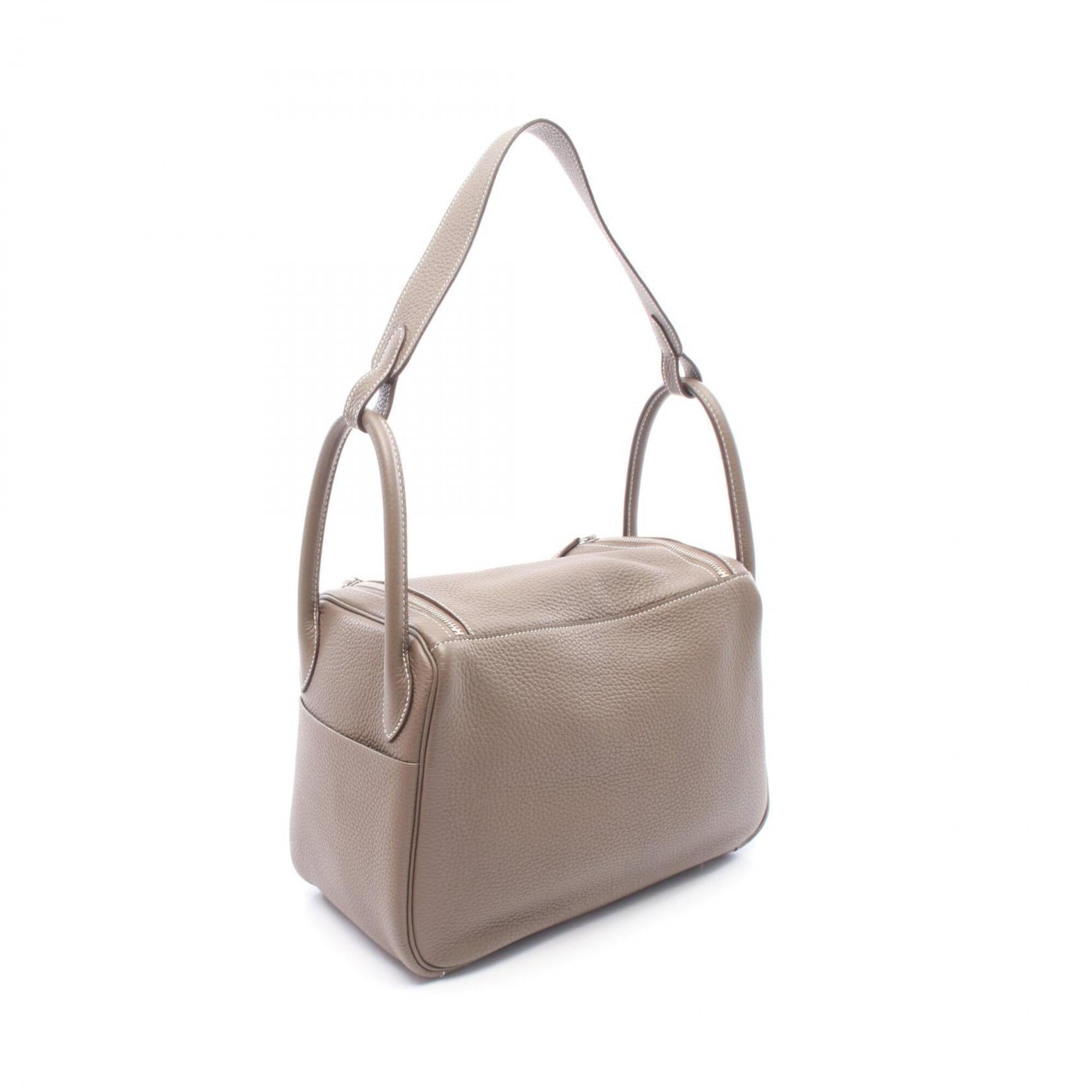 Hermes Etoupe Gray Gray Taurillon Clemence Leather Handbag Shoulder Bag (Pre-Owned)