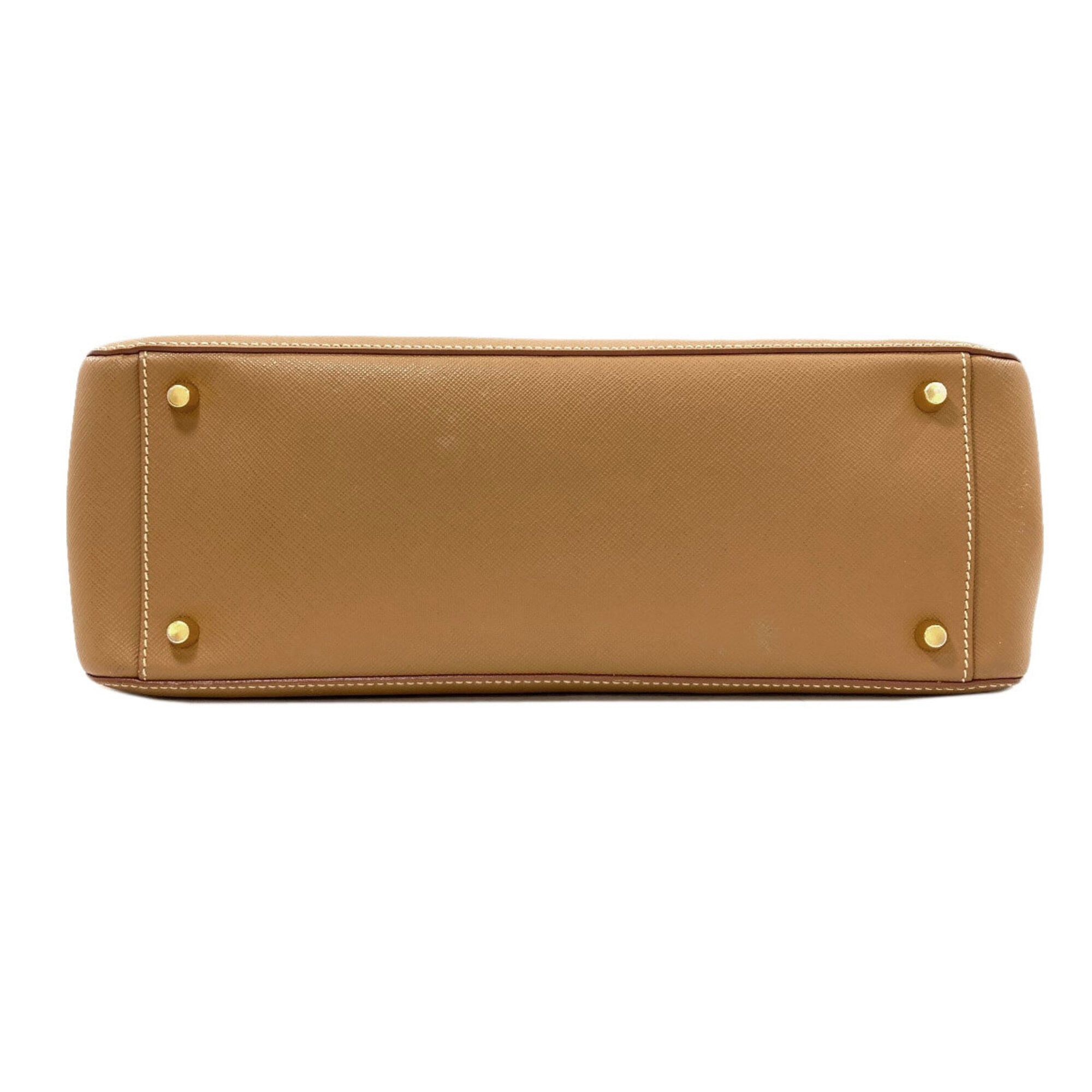 Prada Brown Saffiano Triangle Handbag (Pre-Owned)