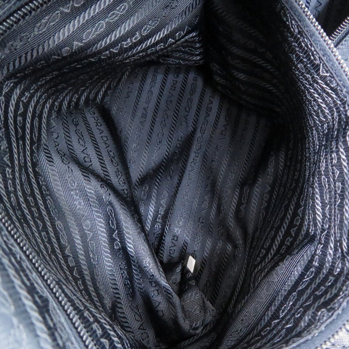 Prada Navy Nylon Leather Boston Bag (Pre-Owned)