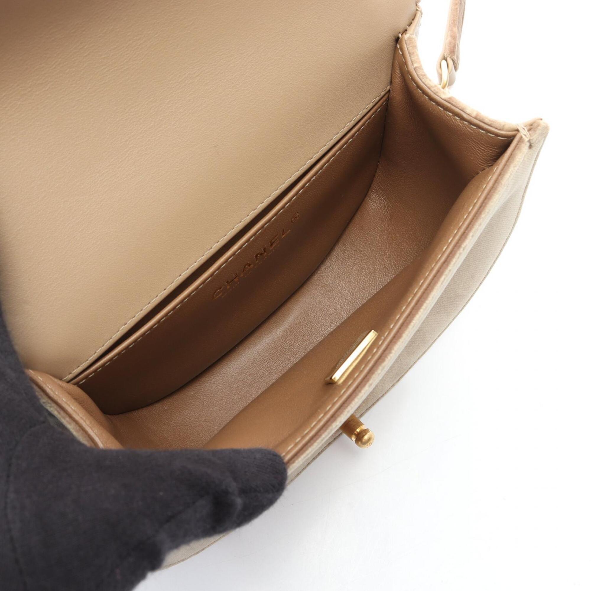 Chanel Khaki Fabric Handbag Shoulder Bag (Pre-Owned)