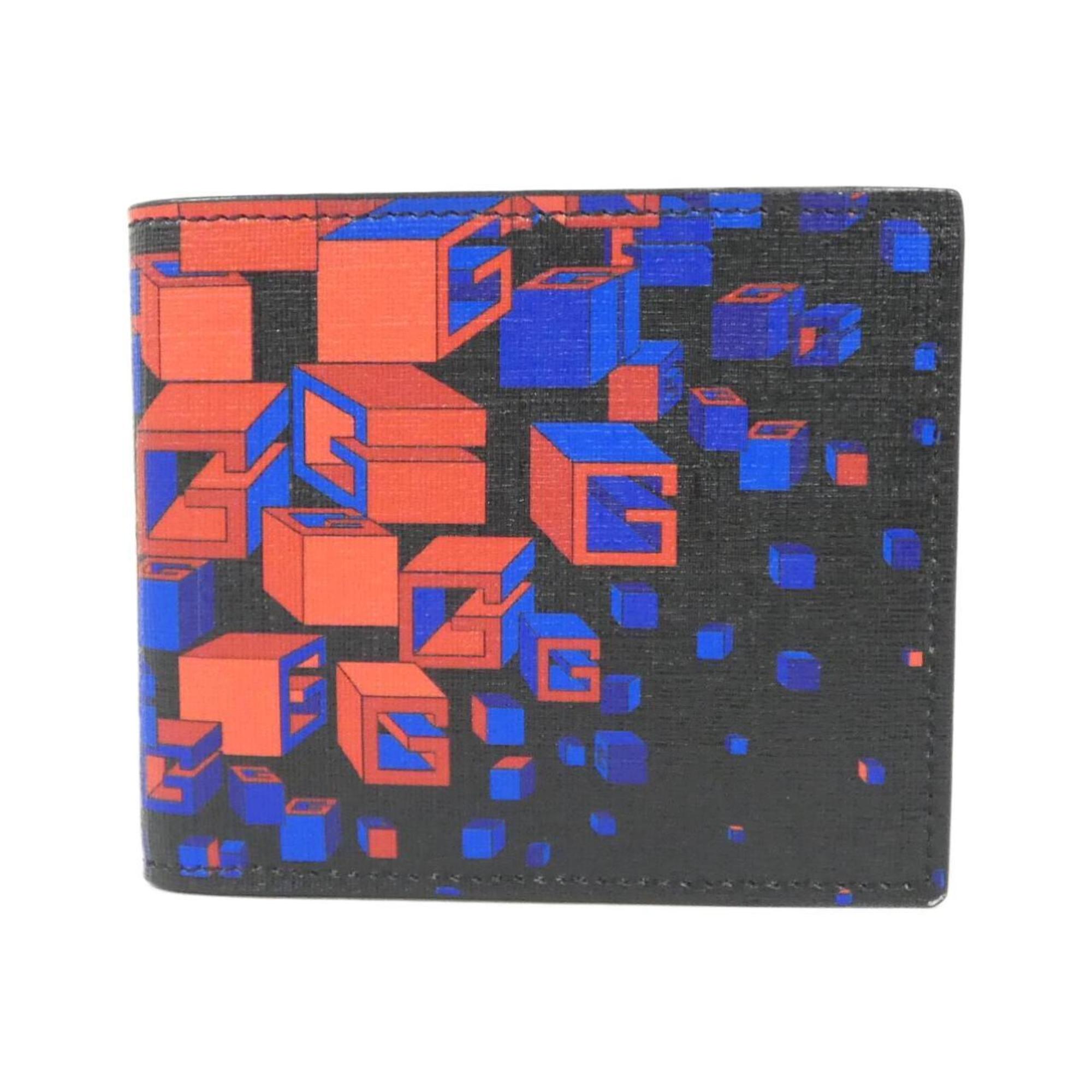 Gucci Black Blue Red Color Coated Canvas Wallet (Bi-Fold) (Pre-Owned)