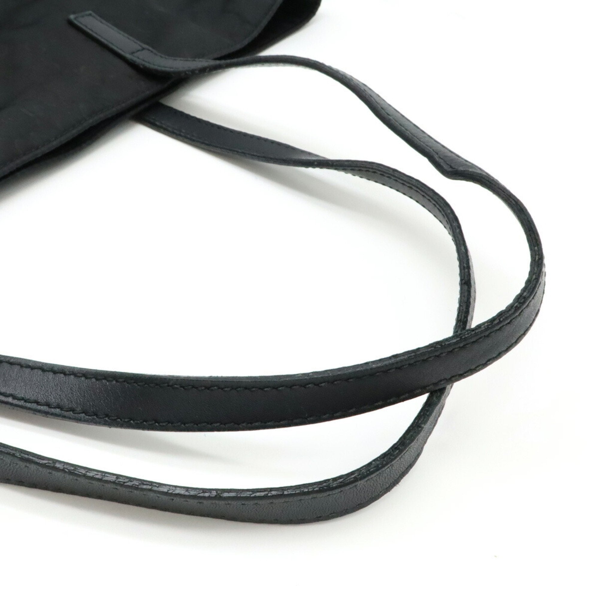 Gucci Black Nylon Leather Shoulder Bag Tote Bag (Pre-Owned)