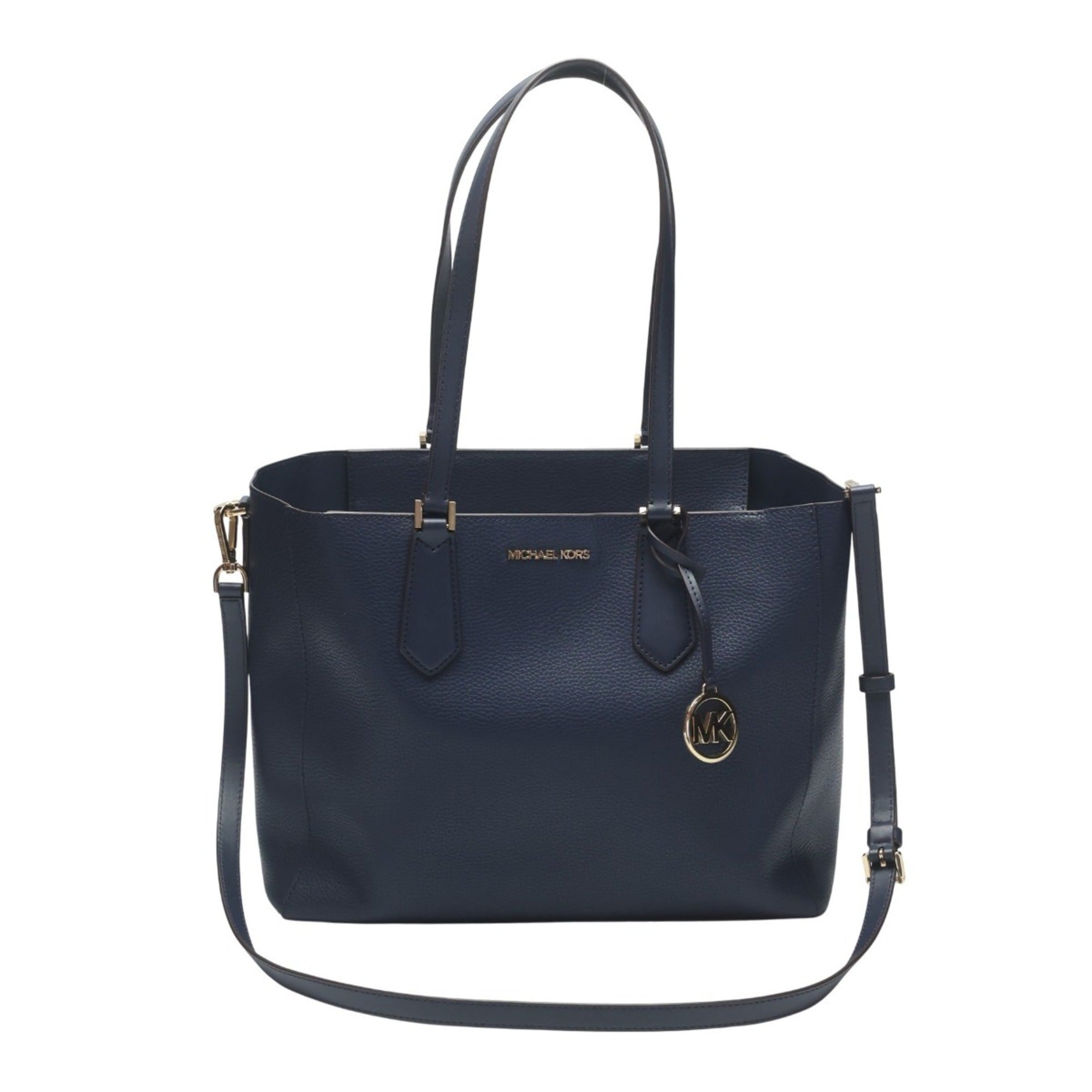 Michael Kors Navy Leather Shoulder Bag Tote Bag (Pre-Owned)