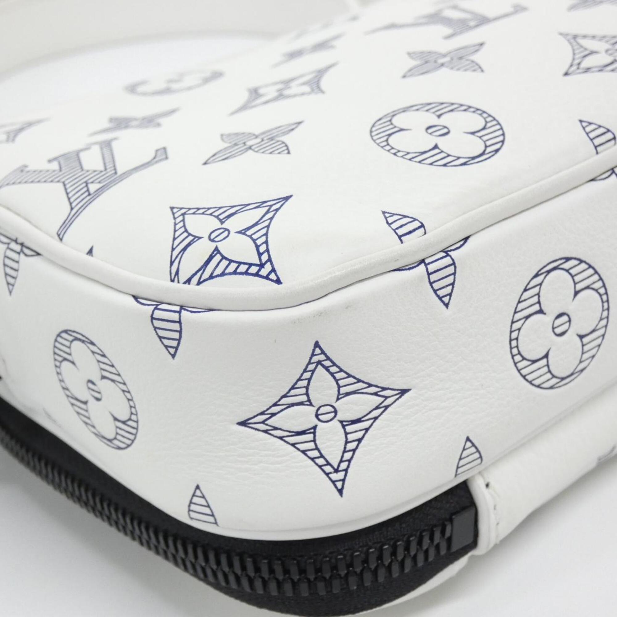 Louis Vuitton Monogram Shadow White Leather Handbag (Pre-Owned)