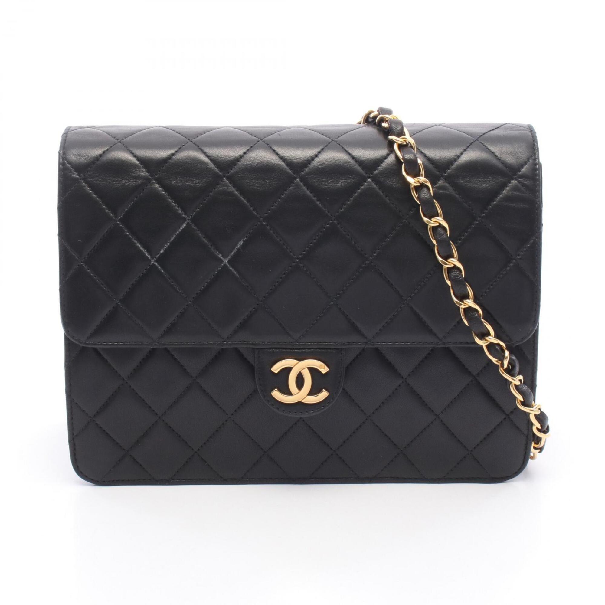 Chanel Black Leather Handbag Shoulder Bag (Pre-Owned)