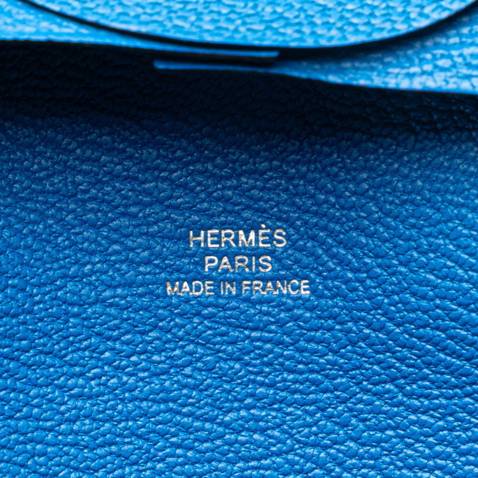 Hermes Bastia Blue Chevre Leather Coin Purse/Coin Case (Pre-Owned)