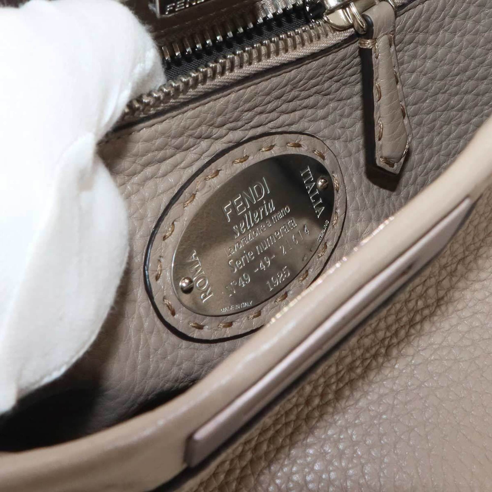 Fendi Selleria Beige Leather Handbag (Pre-Owned)