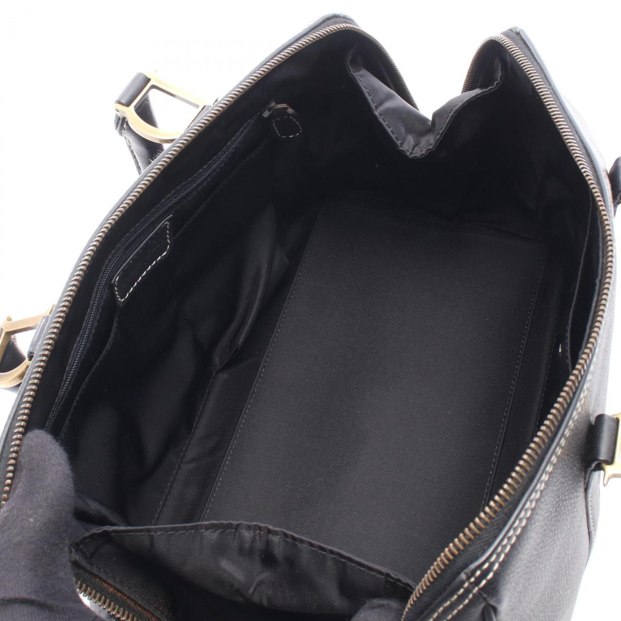 Christian Dior Black Leather Boston Bag Handbag (Pre-Owned)