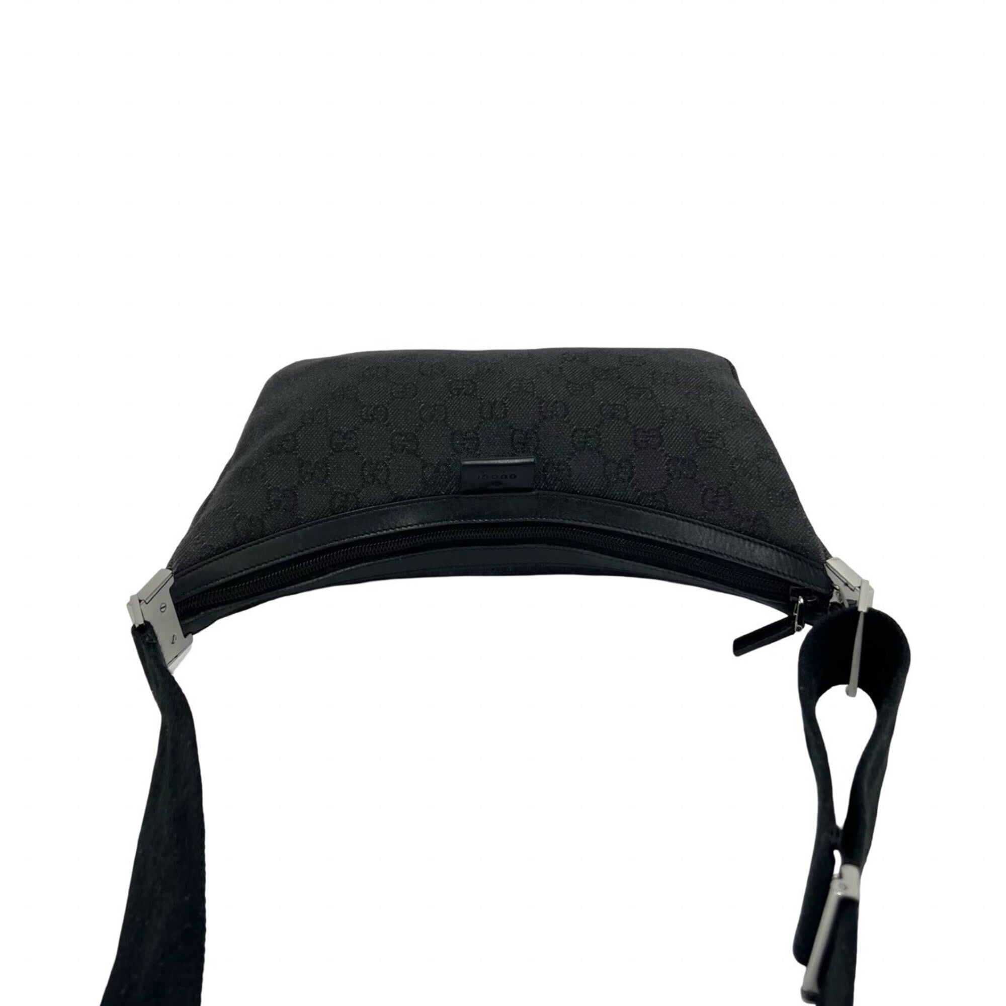 Gucci Black Leather Canvas Pochette Shoulder Bag (Pre-Owned)