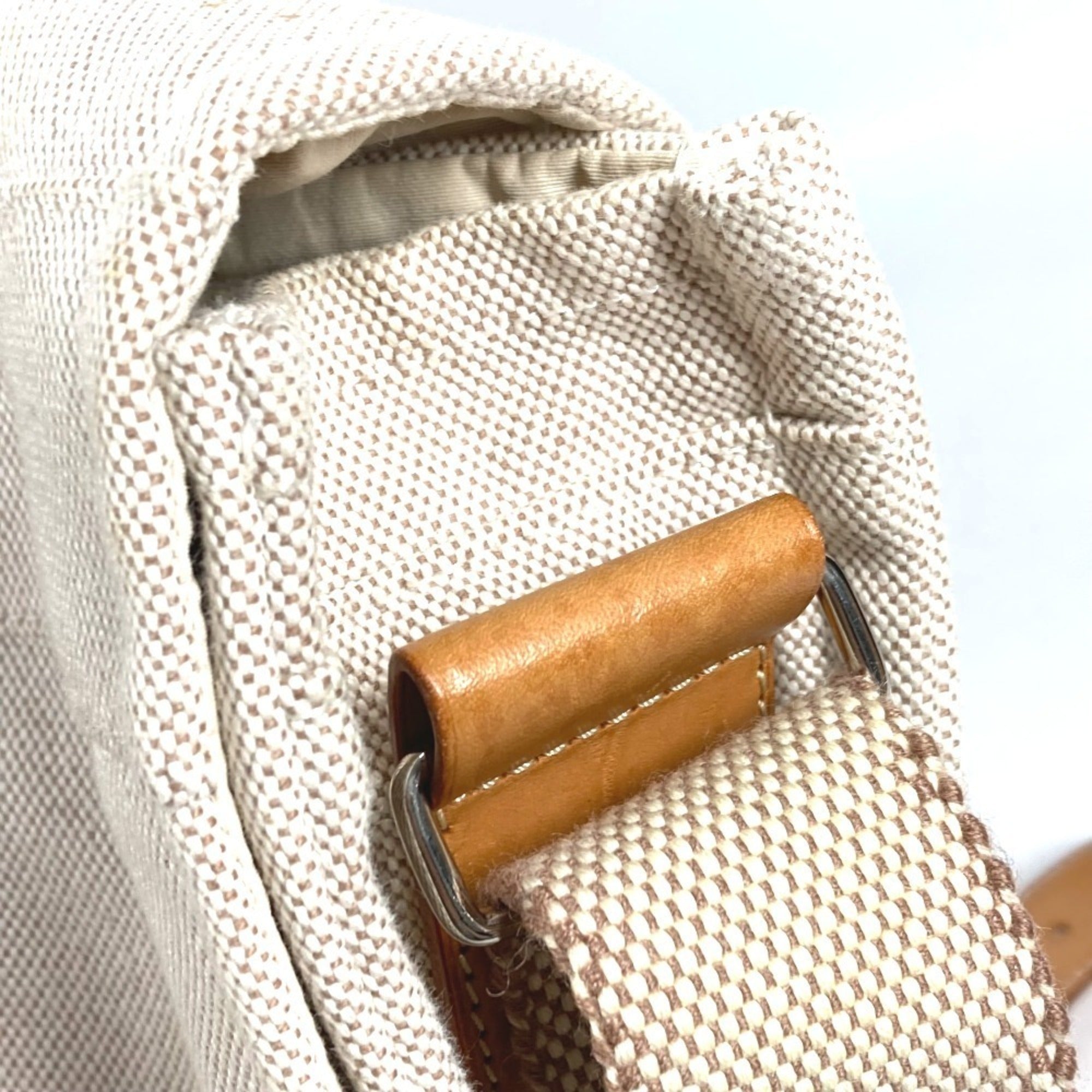 Hermes Beige Cotton Leather Shoulder Bag (Pre-Owned)
