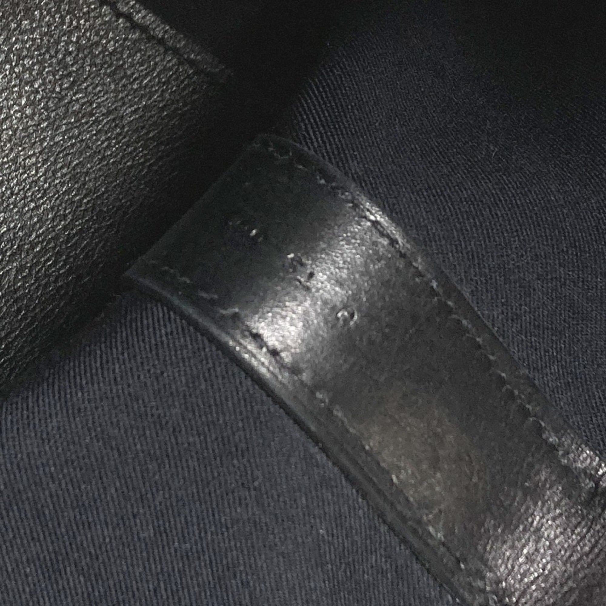 Hermes Black Canvas Leather Briefcase Handbag Tote Bag (Pre-Owned)