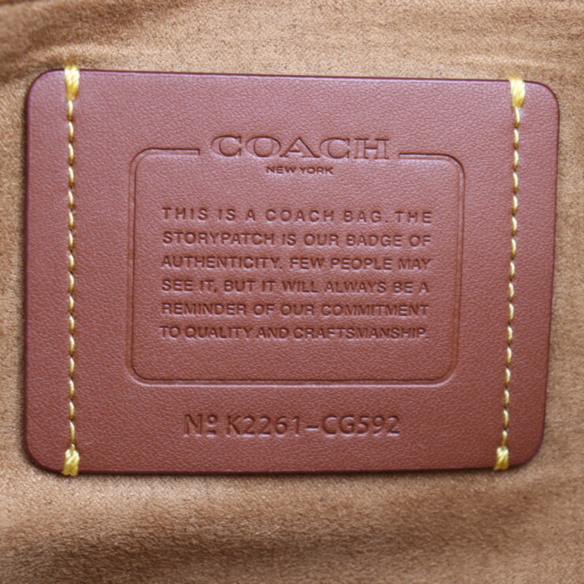 Coach Beige Leather Handbag Shoulder Bag Tote Bag (Pre-Owned)