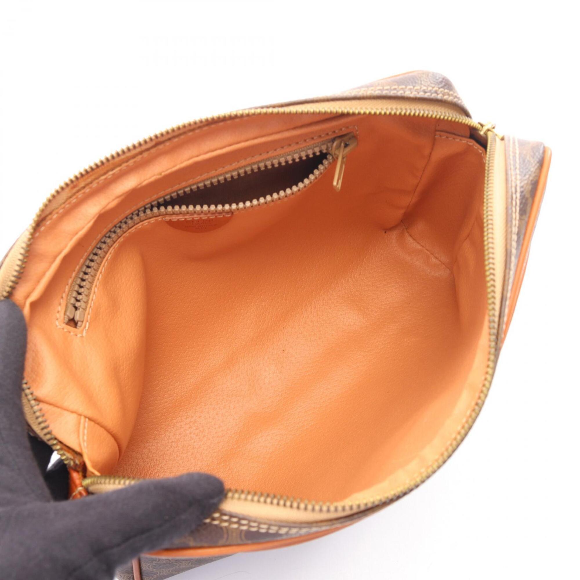 Celine Macadam Brown Coated Canvas Clutch Bag Handbag (Pre-Owned)