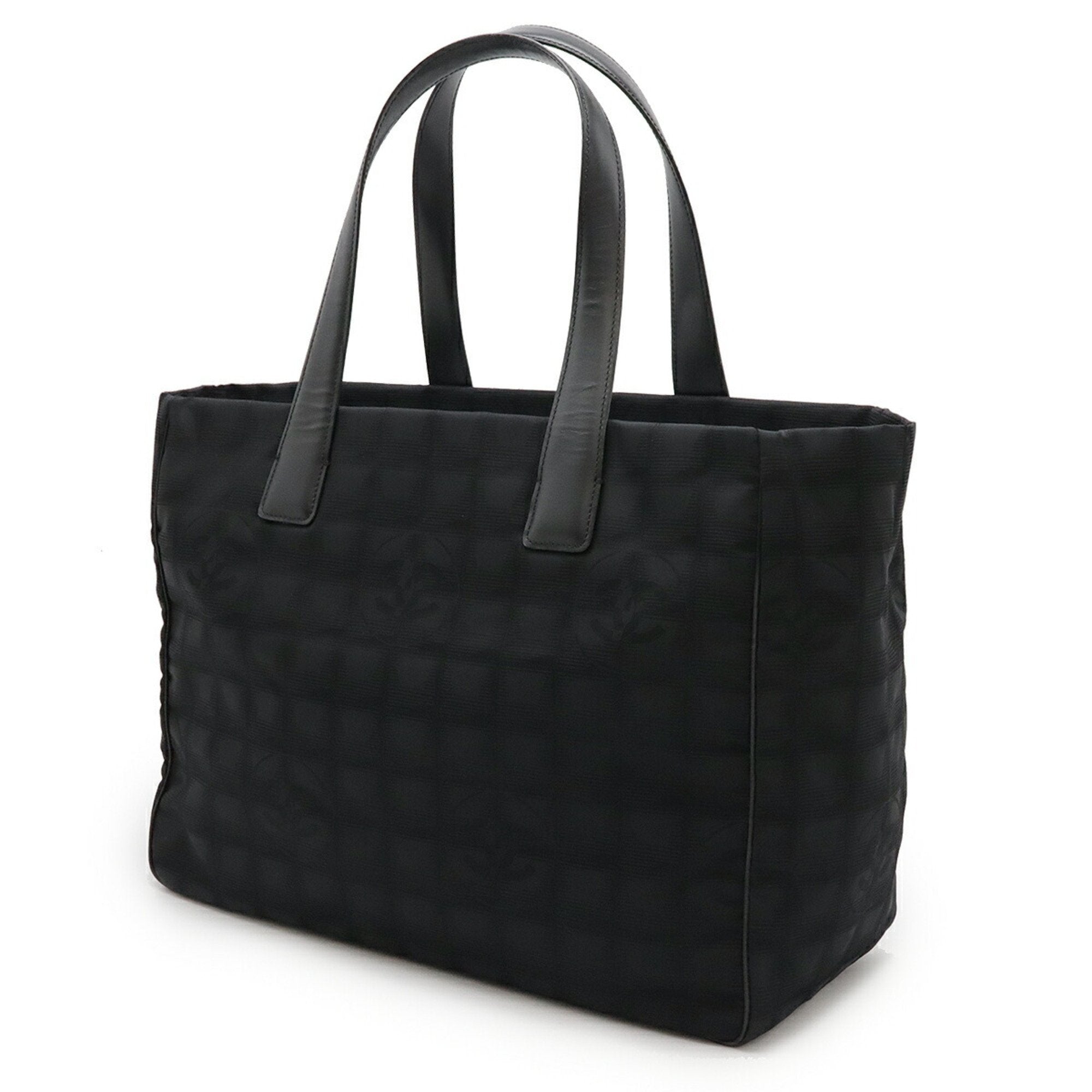 Chanel Black Jacquard Leather Shoulder Bag Tote Bag (Pre-Owned)