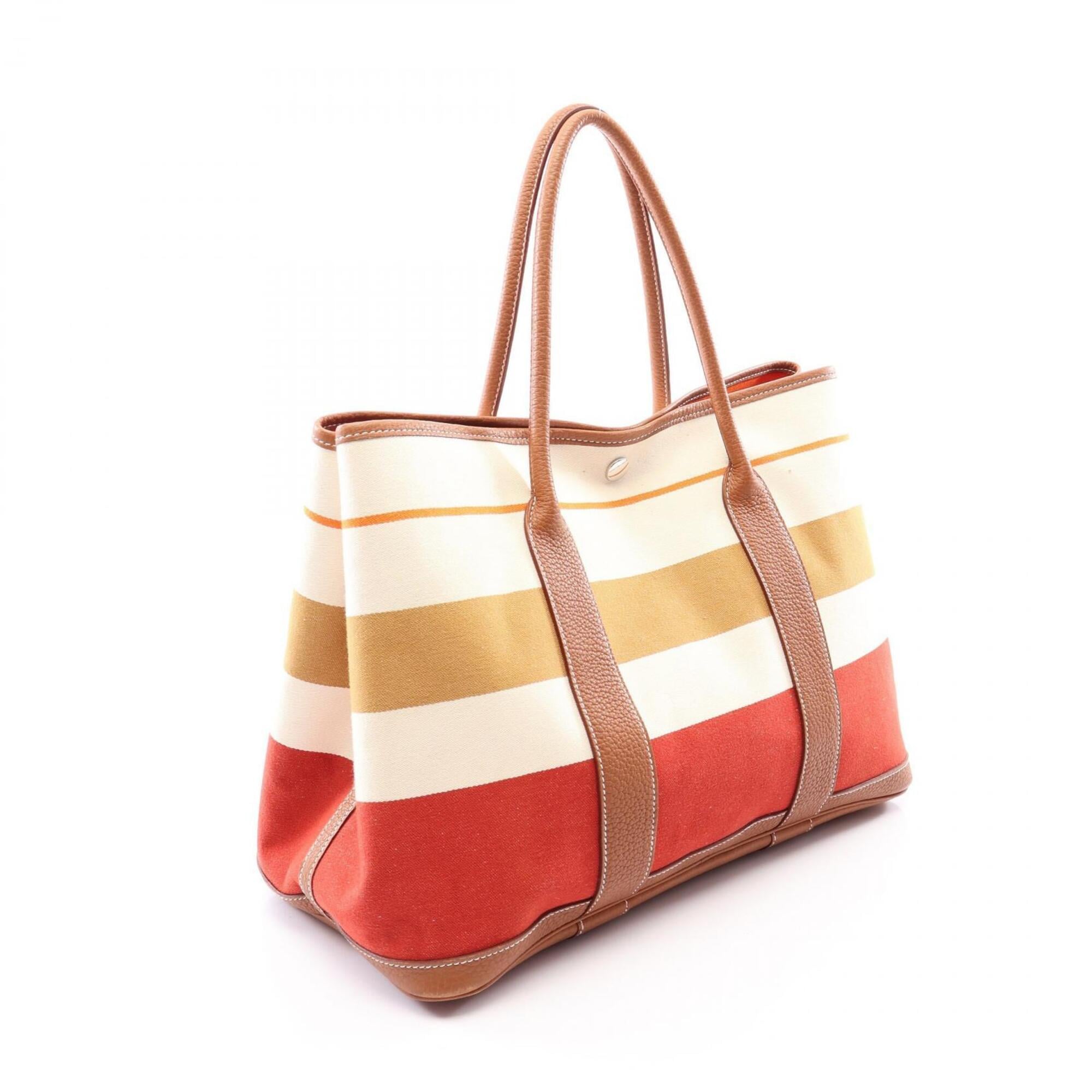 Hermes Brown Ecru Ivory Multi-Color Negonda Leather Handbag Tote Bag (Pre-Owned)