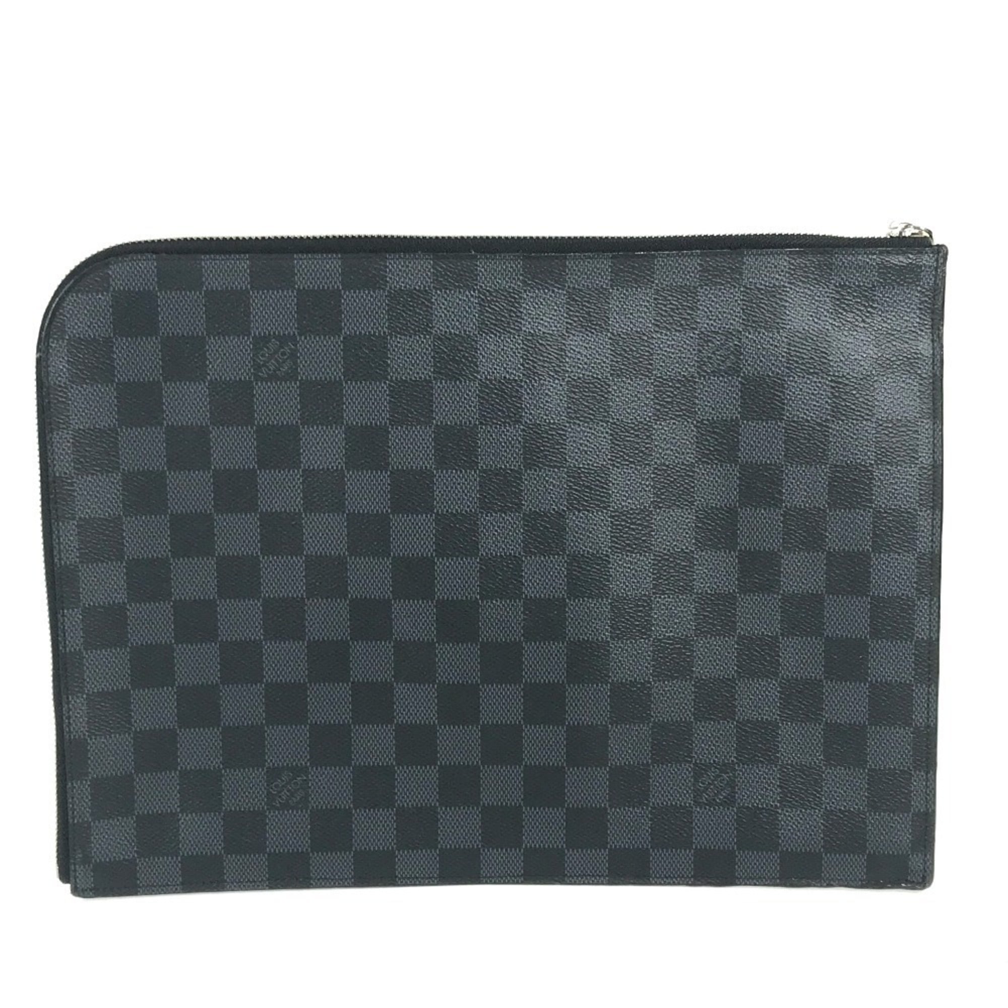 Louis Vuitton Black Red Color White Damier Graphite Clutch Bag Pochette Pouch (Pre-Owned)