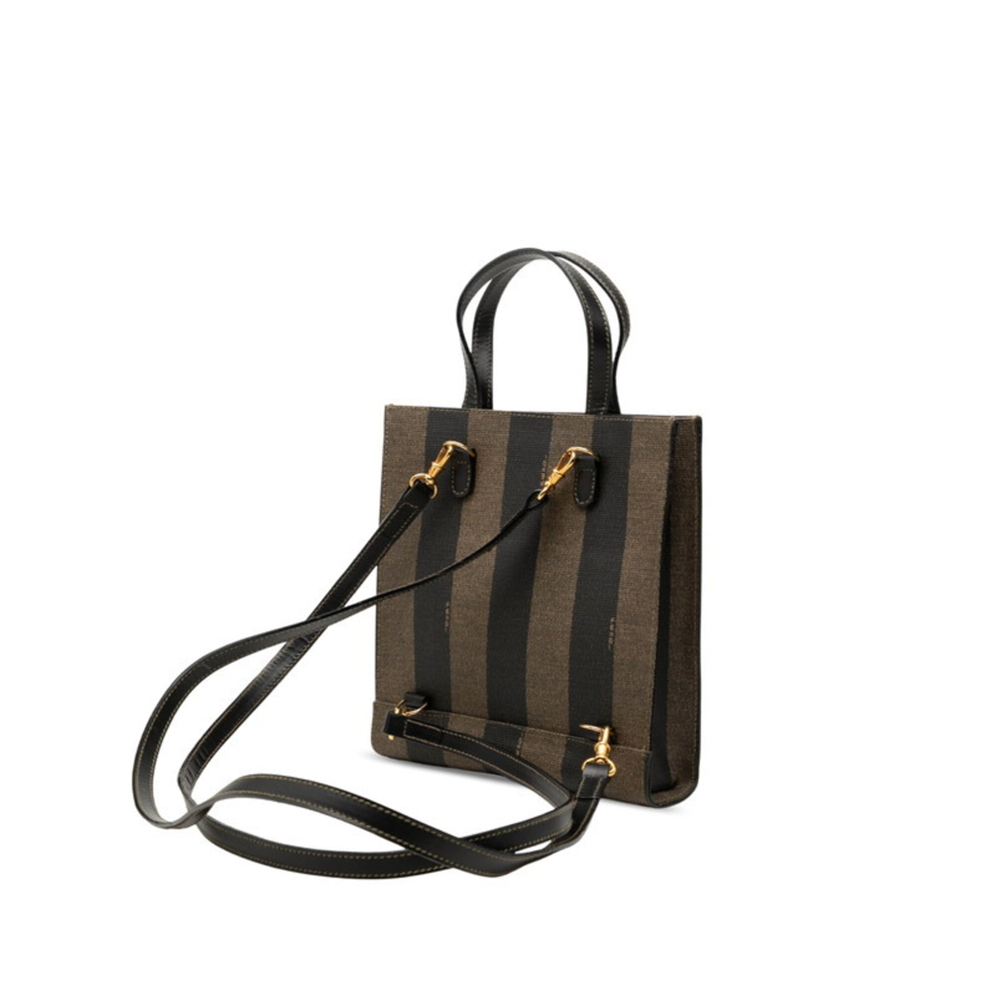 Fendi Beige Black Pvc Leather Handbag Shoulder Bag (Pre-Owned)