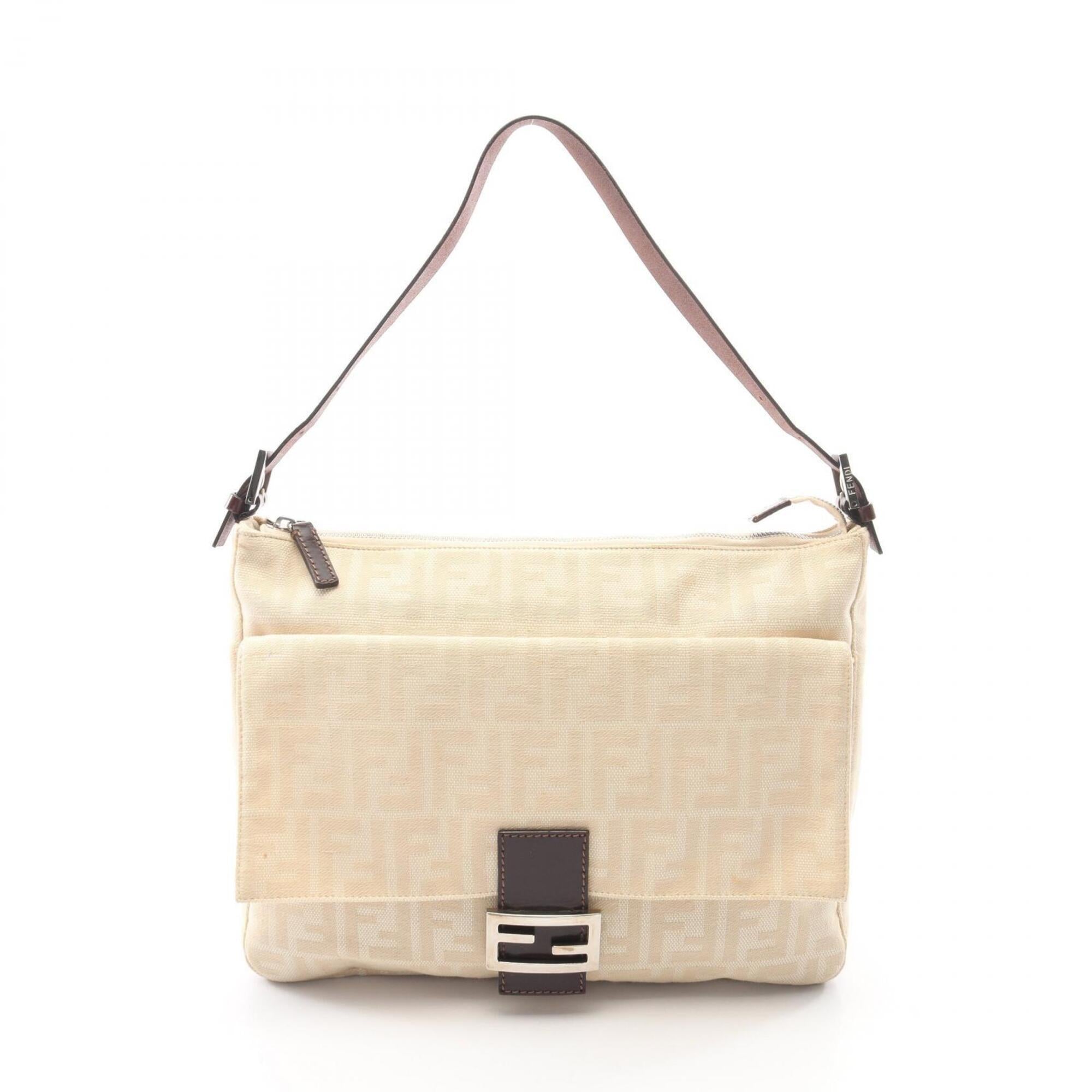 Fendi Beige Brown Canvas Leather Handbag Shoulder Bag (Pre-Owned)