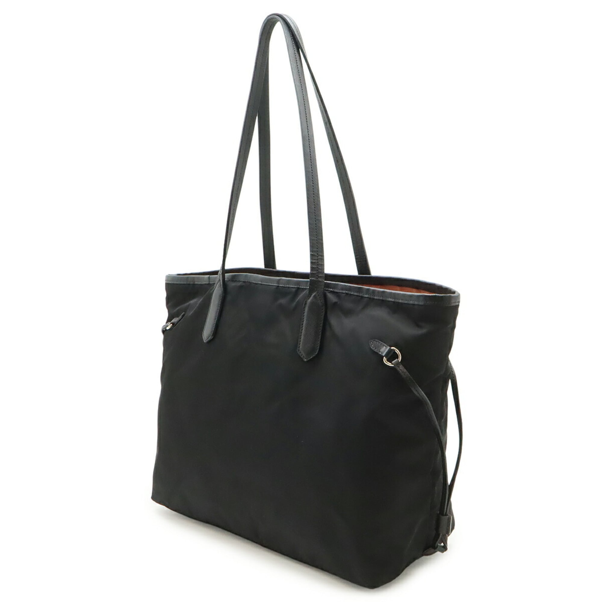 Prada Black Nero Nylon Leather Shoulder Bag Tote Bag (Pre-Owned)