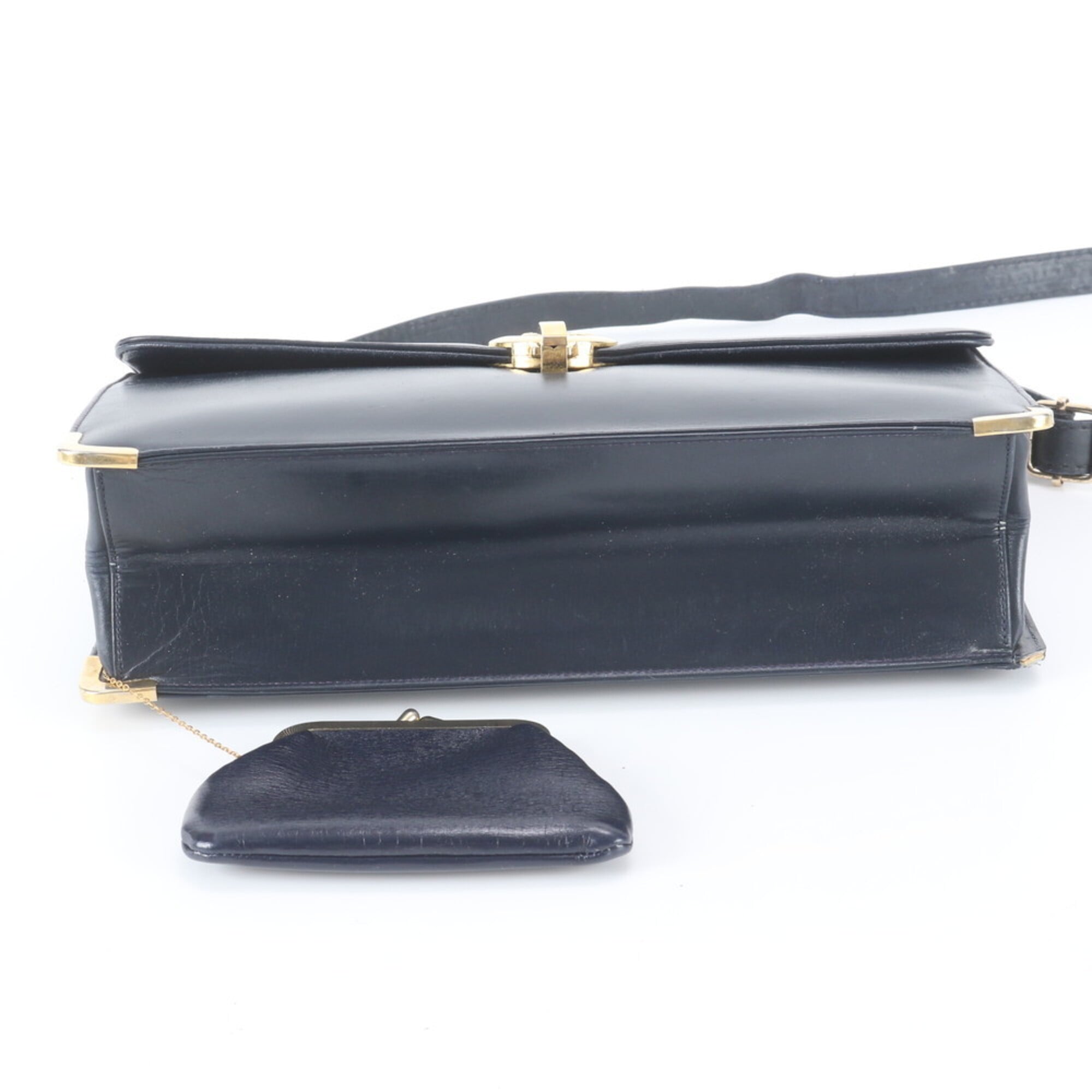 Christian Dior Navy Leather Crossbody Bag Pouch Shoulder Bag (Pre-Owned)