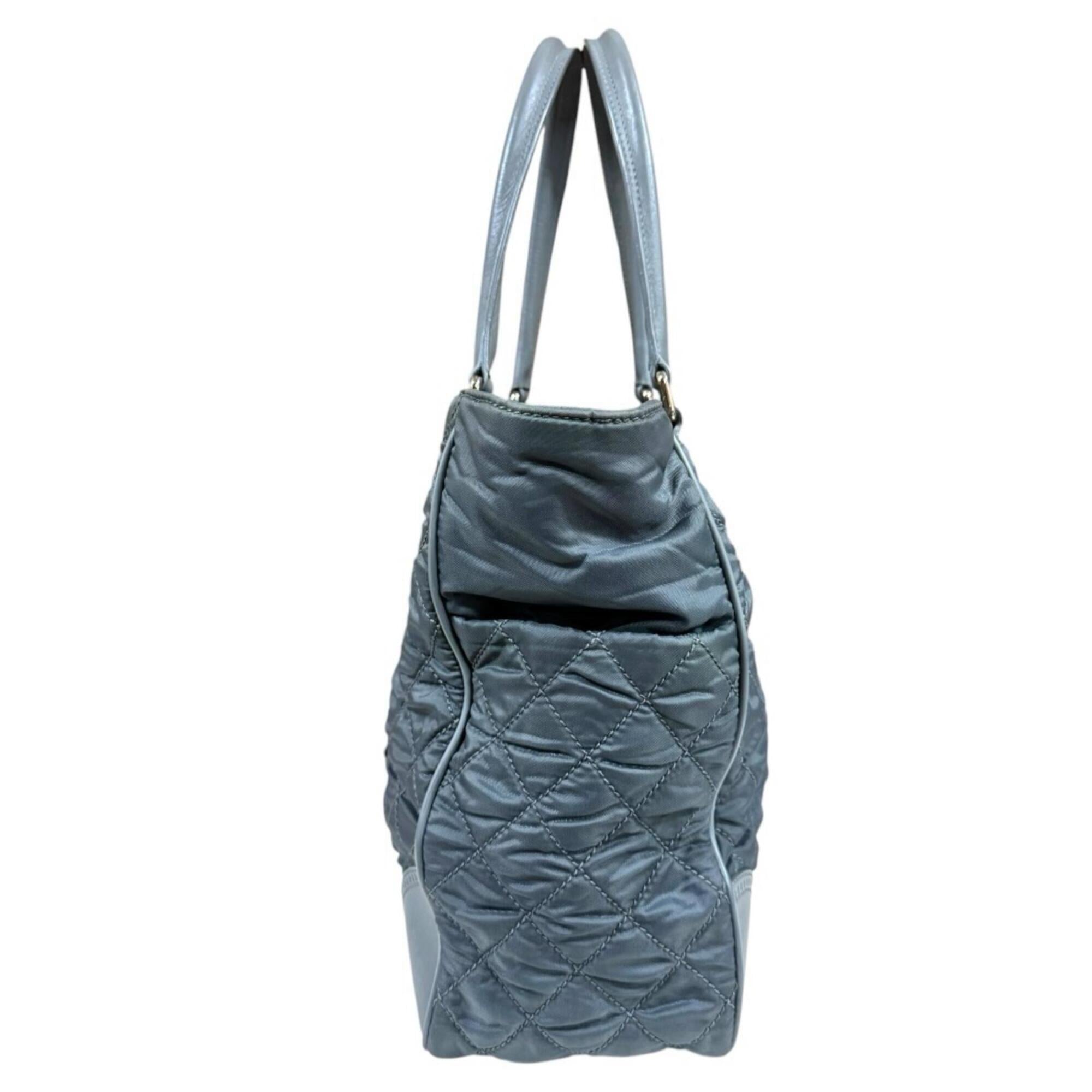 Chanel Gray Nylon Leather Tote Bag (Pre-Owned)