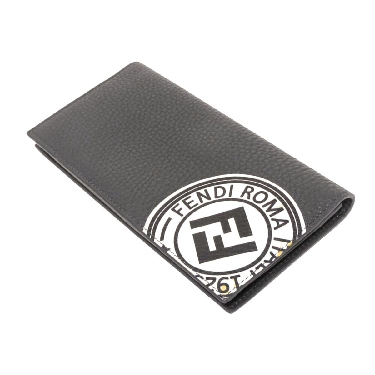 Fendi Gray Leather Long Wallet (Bi-Fold) (Pre-Owned)