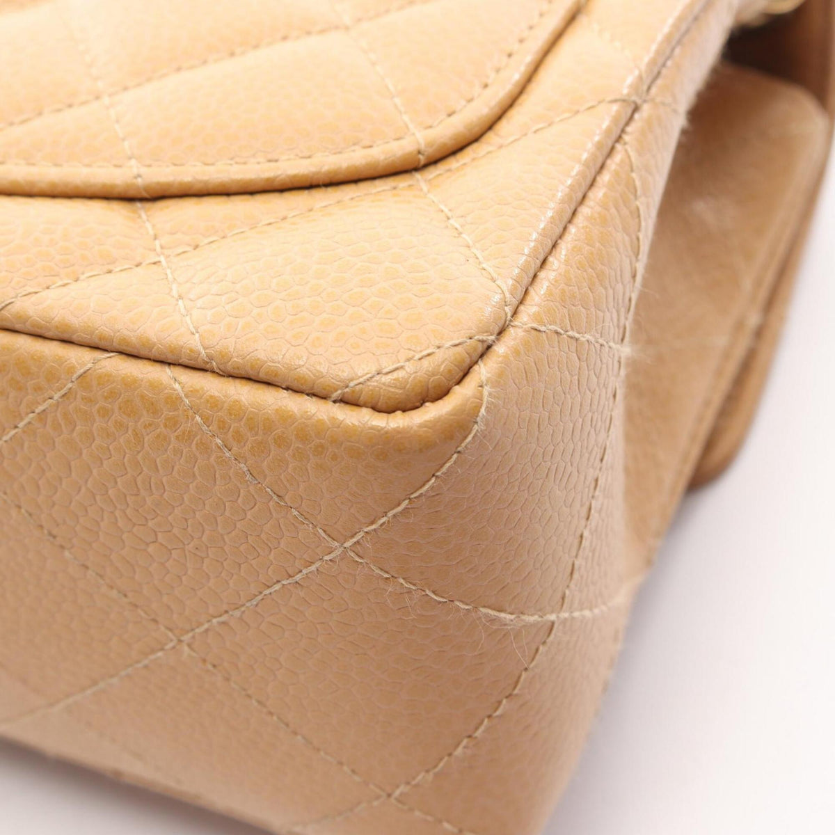 Chanel Beige Grained Calfskin Handbag Shoulder Bag (Pre-Owned)