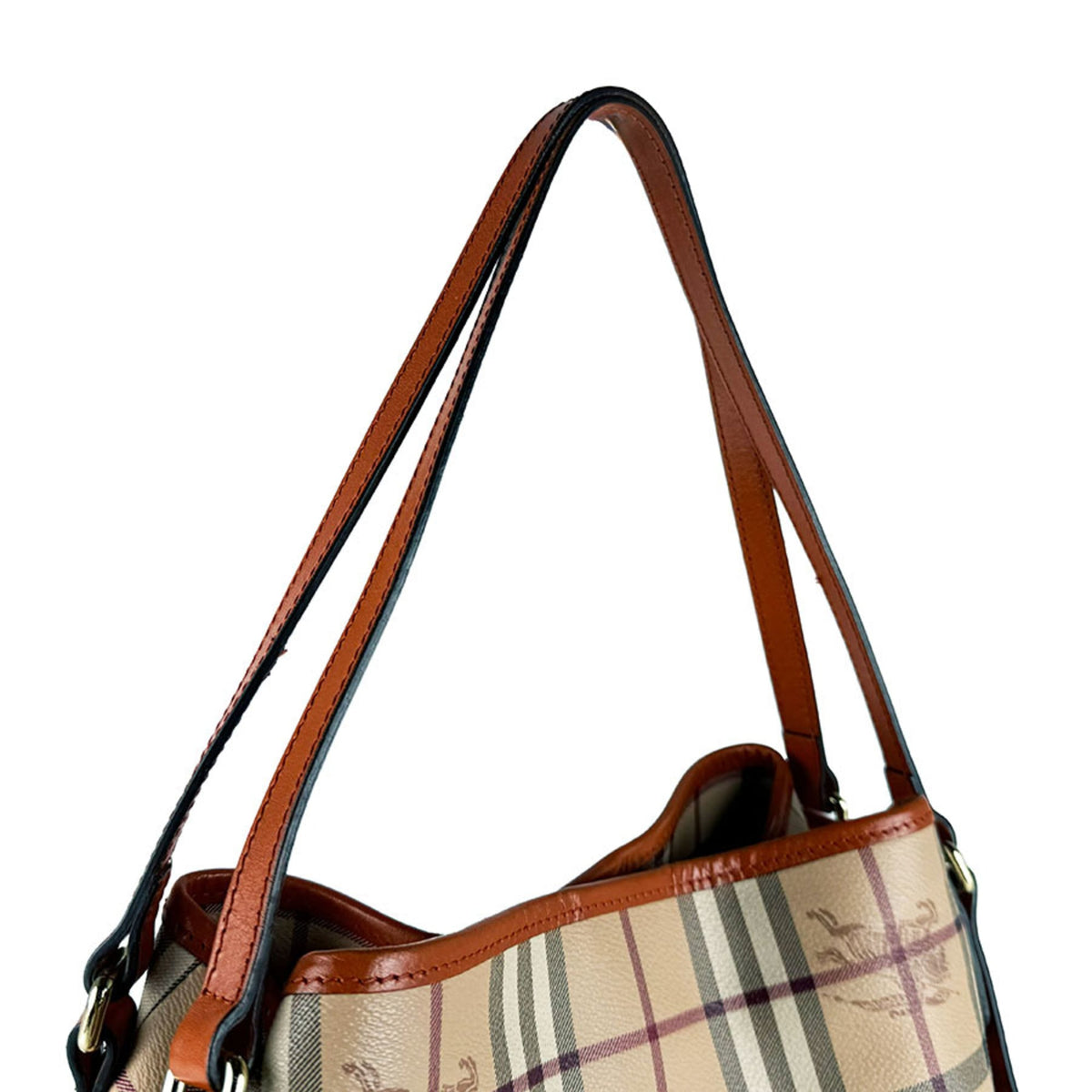 Burberry Beige Orange Pvc Leather Shoulder Bag (Pre-Owned)