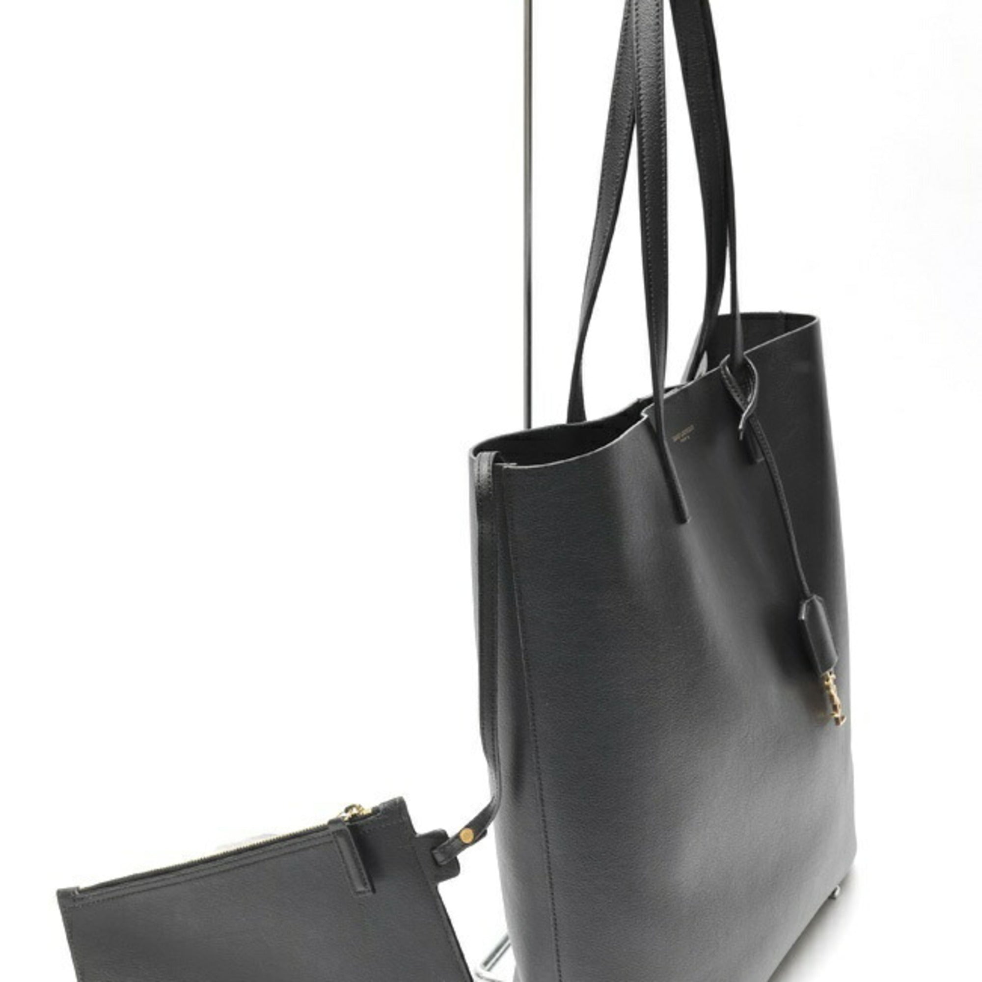 Saint Laurent Black Leather Shopping Bag Tote Bag (Pre-Owned)