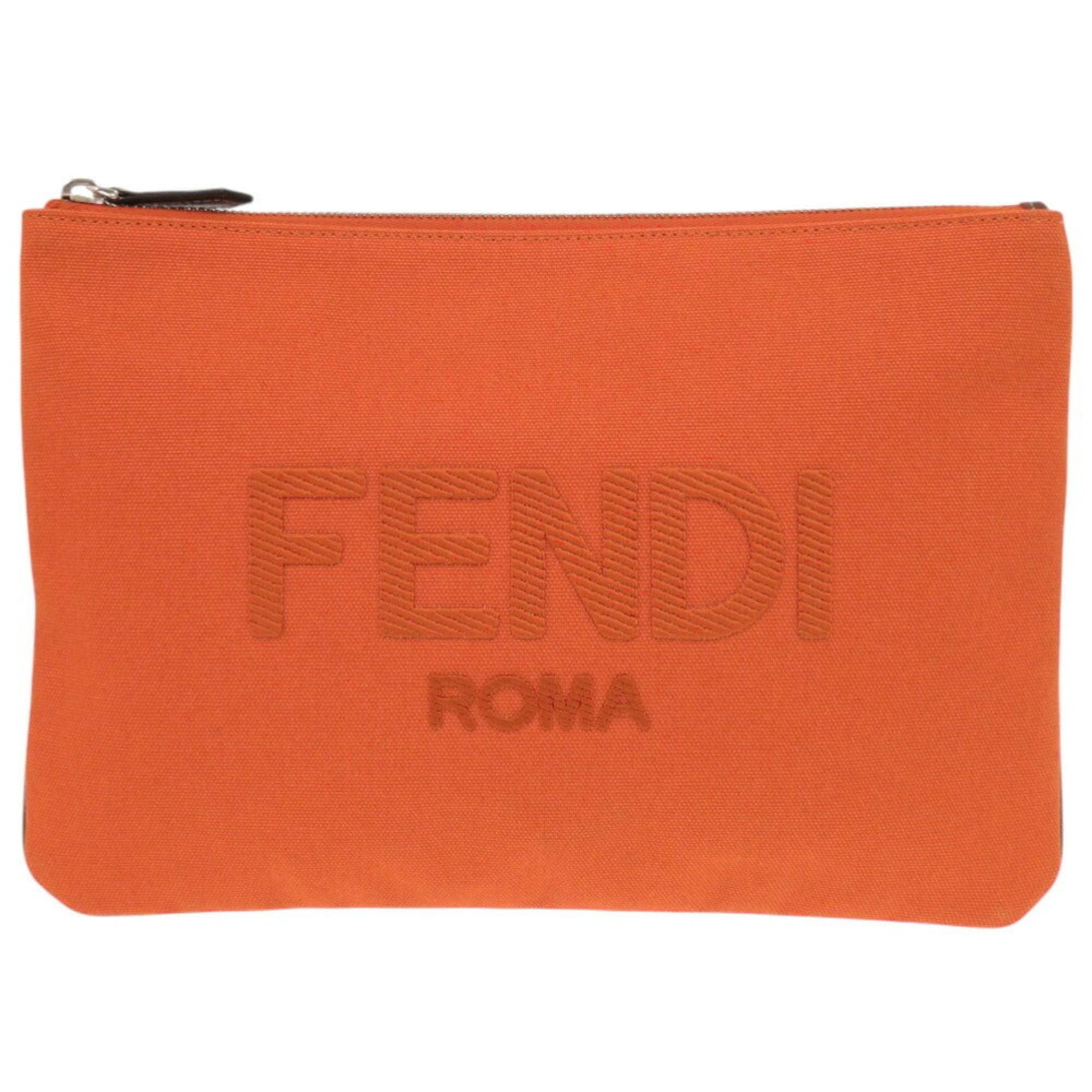 Fendi Orange Canvas Clutch Bag Pouch (Pre-Owned)
