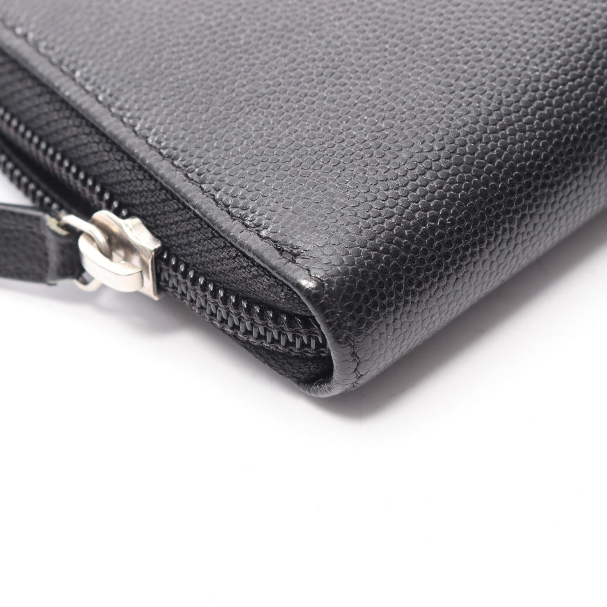 Chanel Black Grained Calfskin Long Wallet (Bi-Fold) (Pre-Owned)