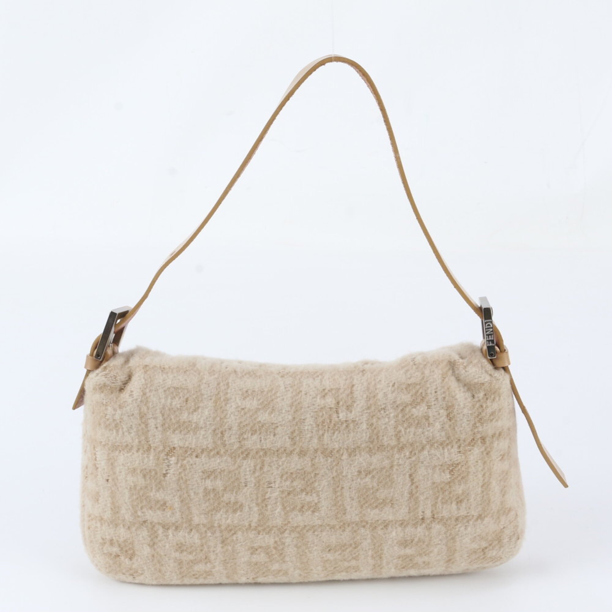 Fendi Beige Ivory Leather Shoulder Bag (Pre-Owned)