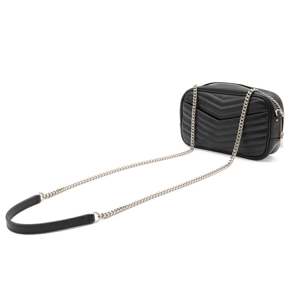 Yves Saint Laurent Black White Leather Shoulder Bag (Pre-Owned)