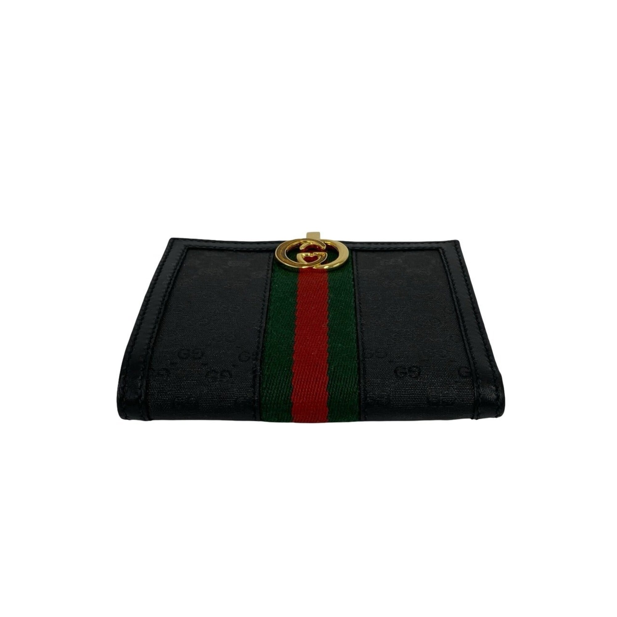 Gucci Black Green Red Color Leather Pvc Wallet (Bi-Fold) (Pre-Owned)