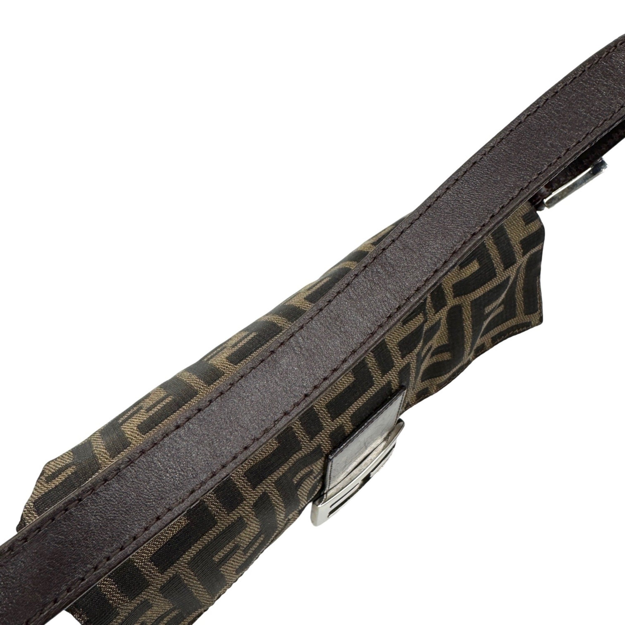 Fendi Zucca Brown Canvas Leather Handbag Pouch (Pre-Owned)