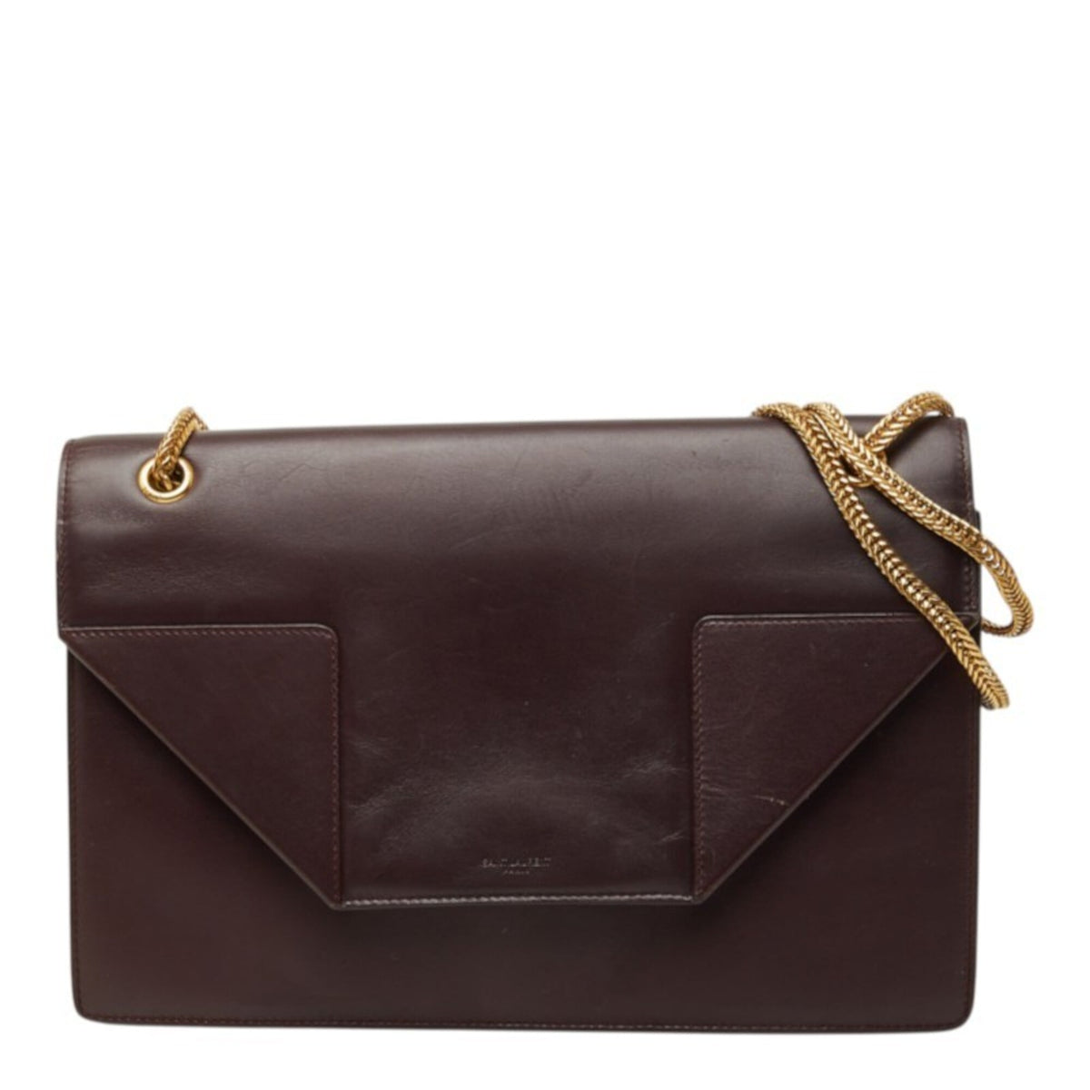 Saint Laurent Red Color Wine Leather Shoulder Bag (Pre-Owned)