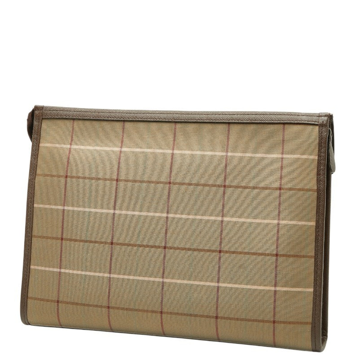 Burberry Khaki Brown Canvas Leather Clutch Bag (Pre-Owned)