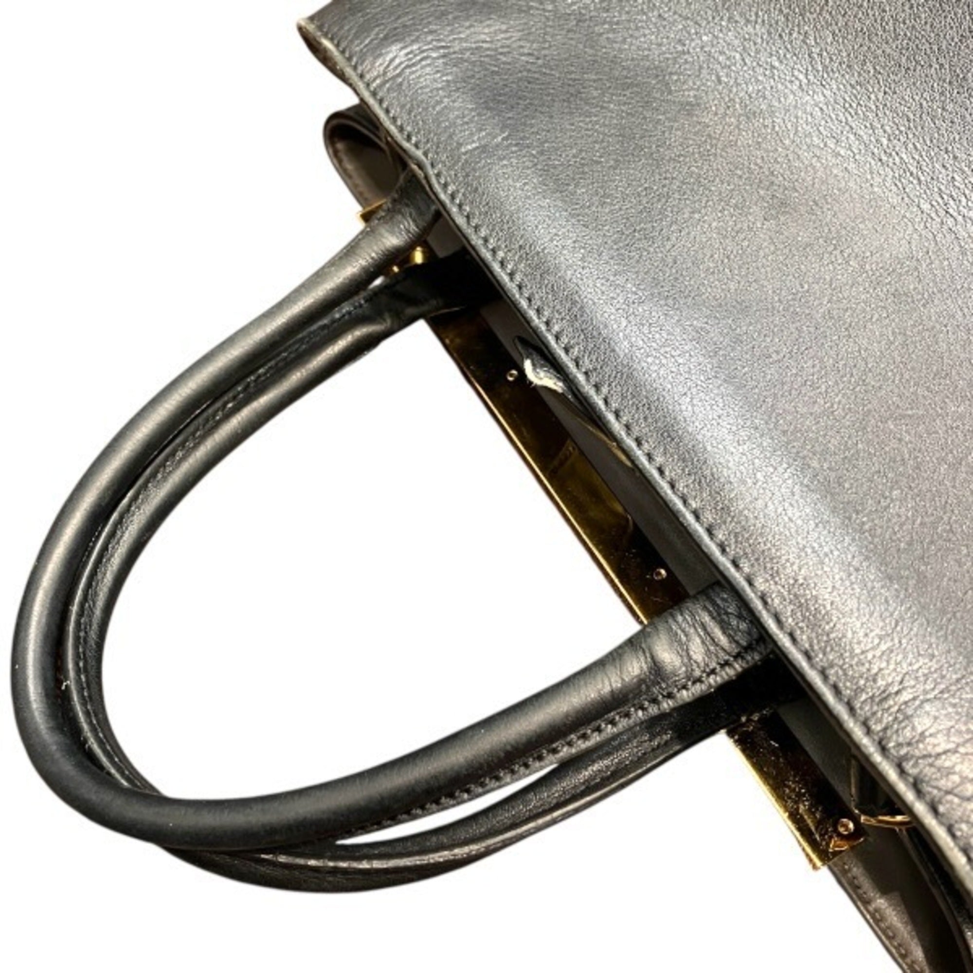 Fendi 2Jours Black Leather Handbag Shoulder Bag (Pre-Owned)