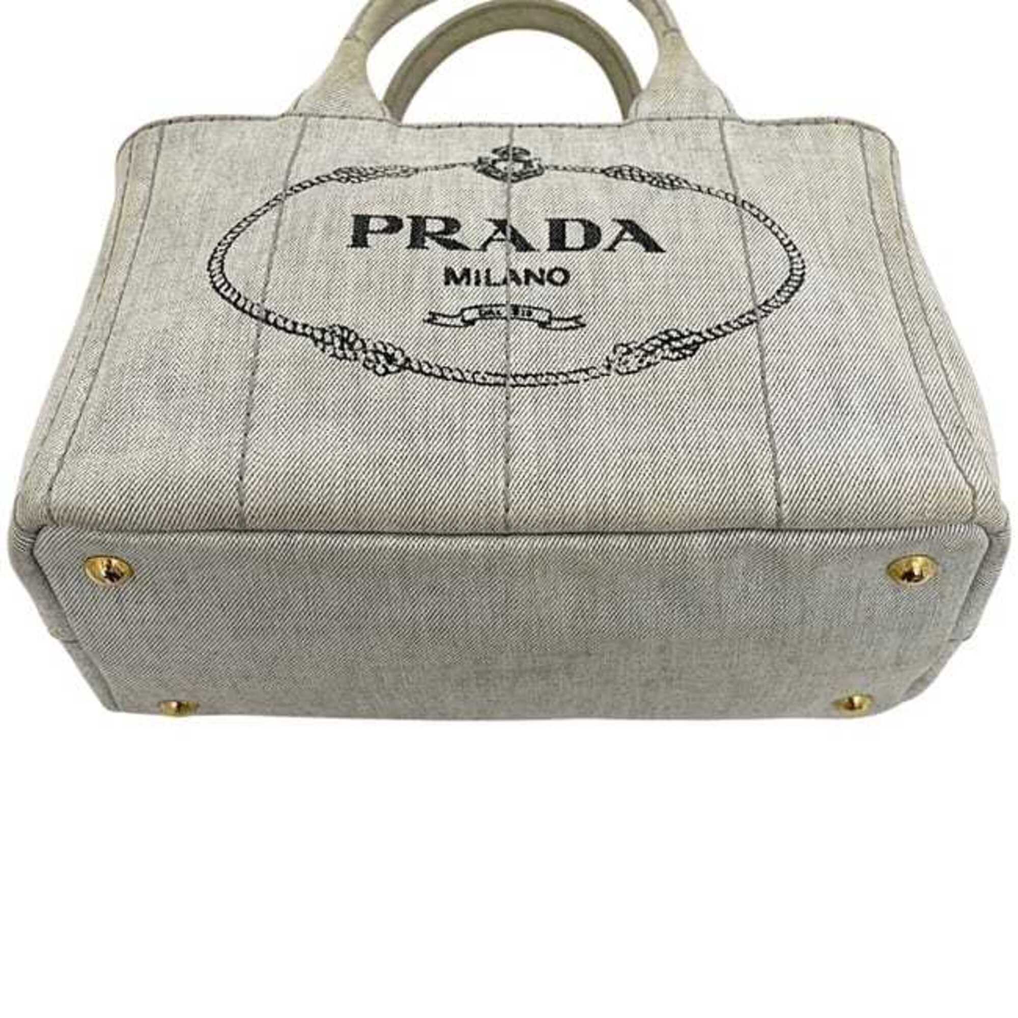 Prada Canapa Gray Canapa Handbag Tote Bag (Pre-Owned)