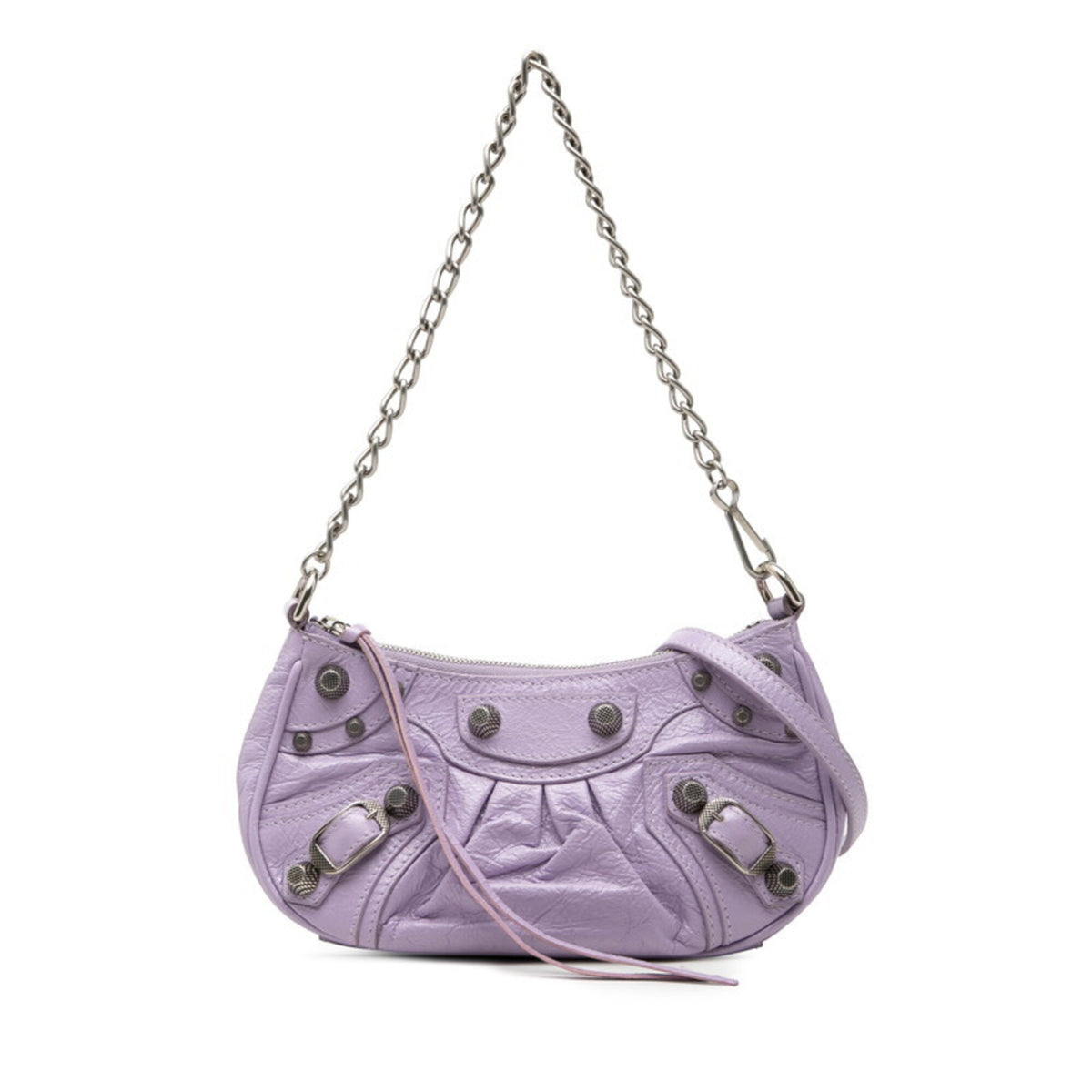 Balenciaga Purple Leather Handbag Shoulder Bag (Pre-Owned)