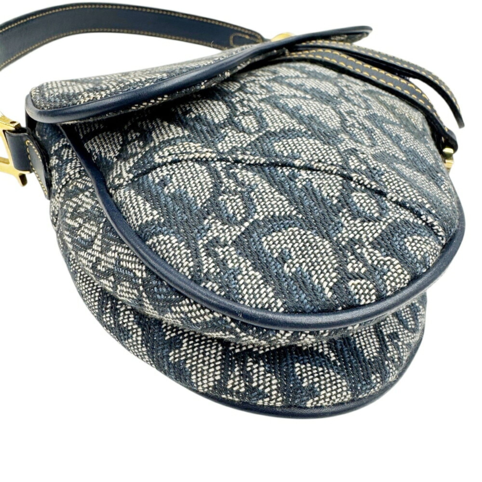 Christian Dior Navy Canvas Saddle Bag Shoulder Bag (Pre-Owned)