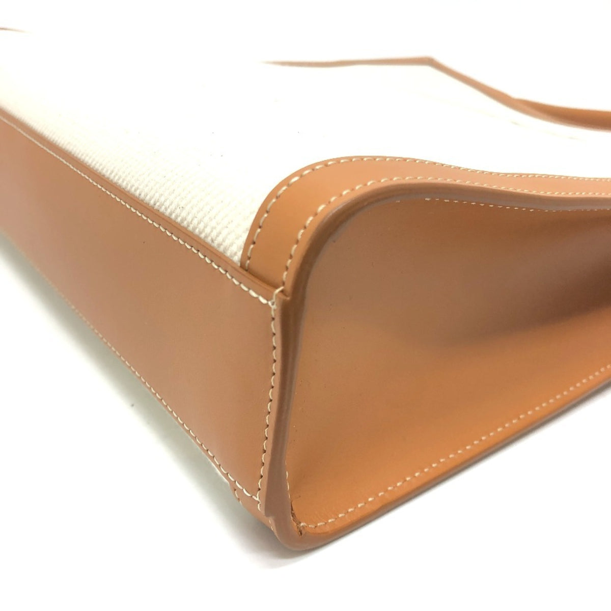 Celine Cabas Beige Brown Leather Canvas Handbag Shoulder Bag Tote Bag (Pre-Owned)