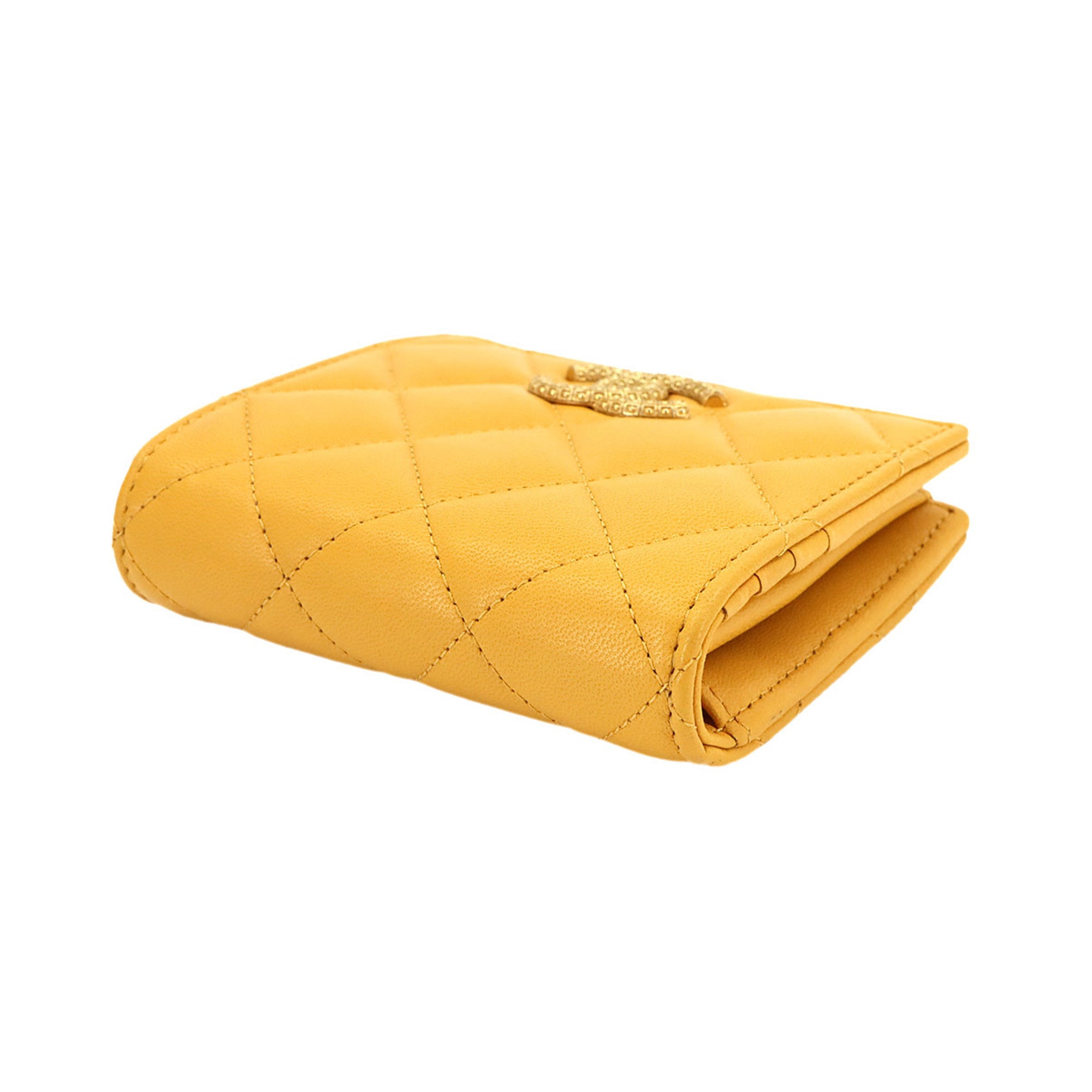 Chanel Mustard Yellow Leather Wallet (Bi-Fold) (Pre-Owned)