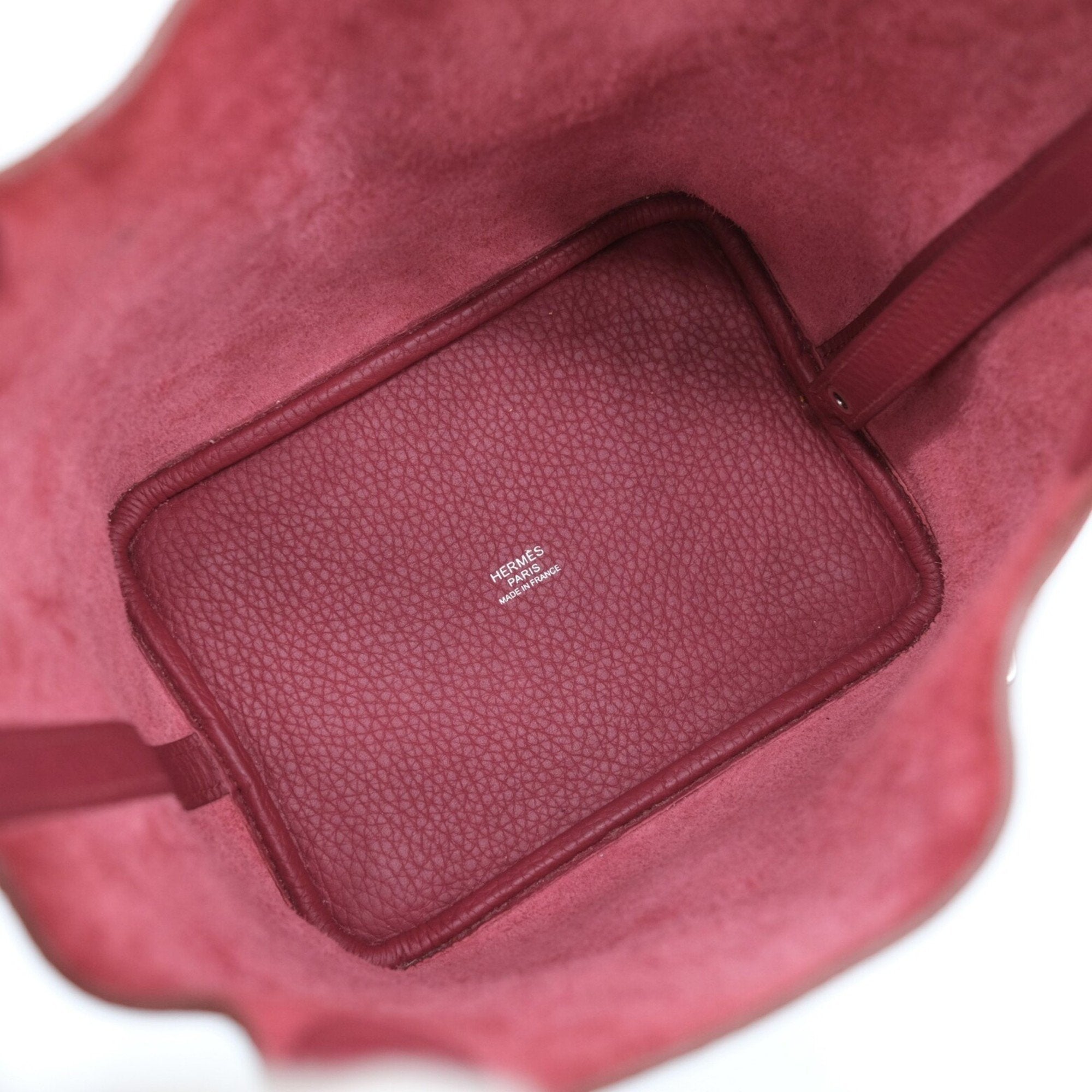 Hermes Rouge H Taurillon Clemence Leather Handbag Tote Bag (Pre-Owned)
