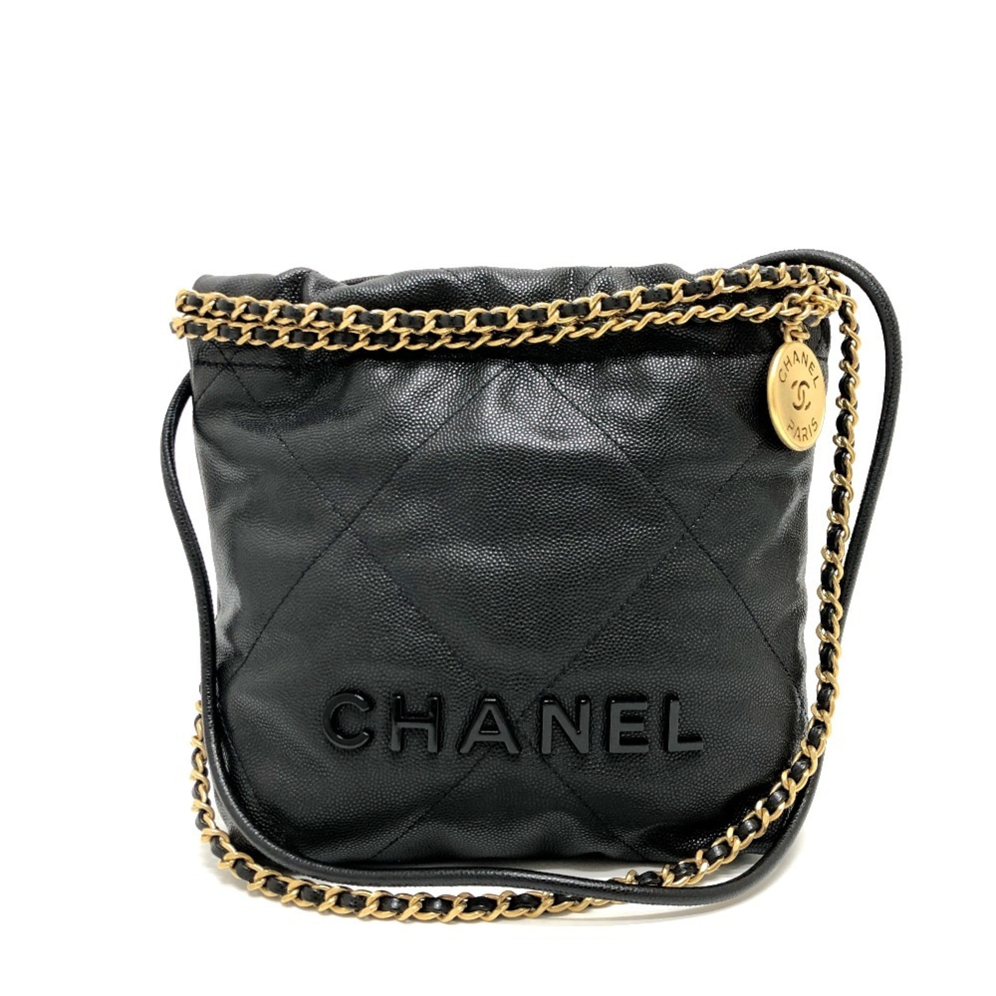 Chanel Black Grained Calfskin Shoulder Bag (Pre-Owned)