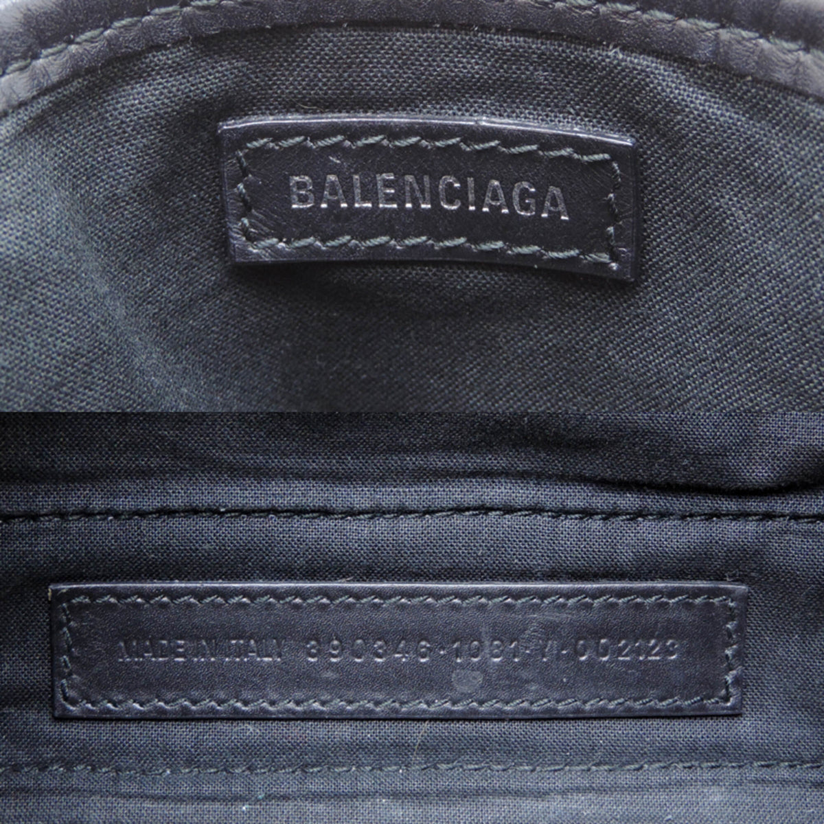 Balenciaga Black White Canvas Leather Handbag Pouch (Pre-Owned)